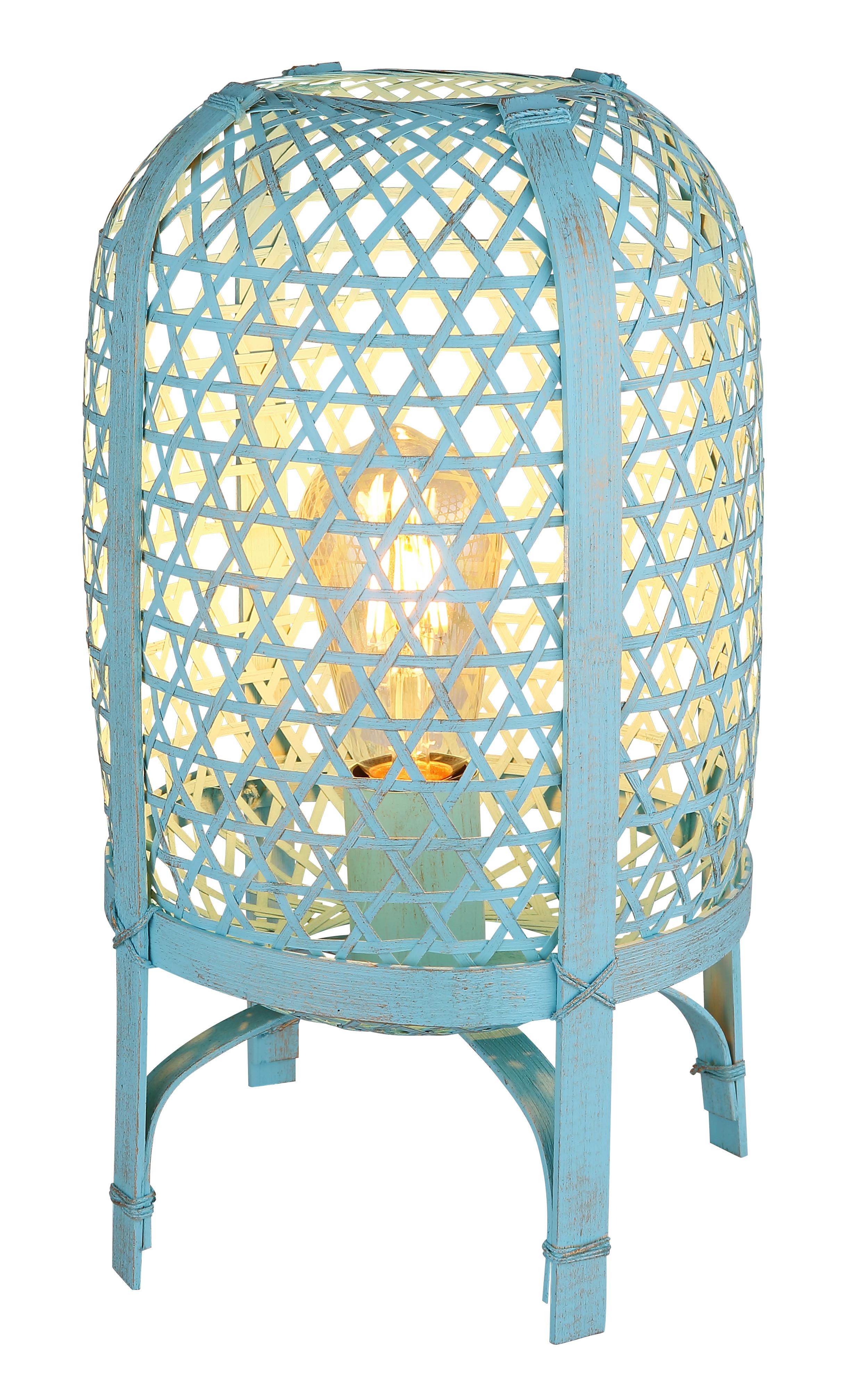 Tischleuchte Cairo Blau max. 60 Watt - Blau, Natur, Naturmaterialien/Metall (22/37cm) - Globo