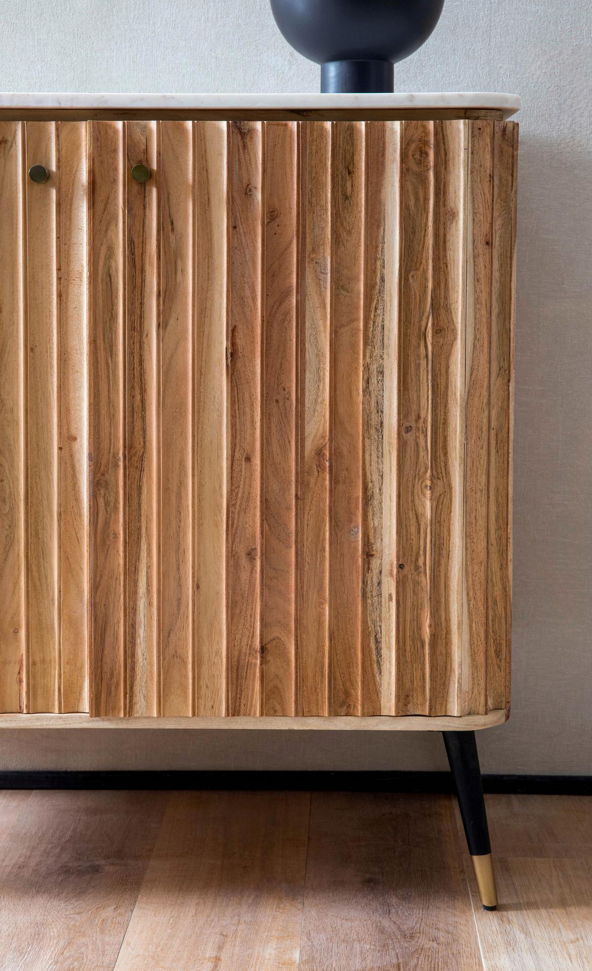 Barska Omara Akazie, Pravi Les, Videz Marmorja - zlate barve/črna, Design, kamen/kovina (95/90/41cm) - MID.YOU