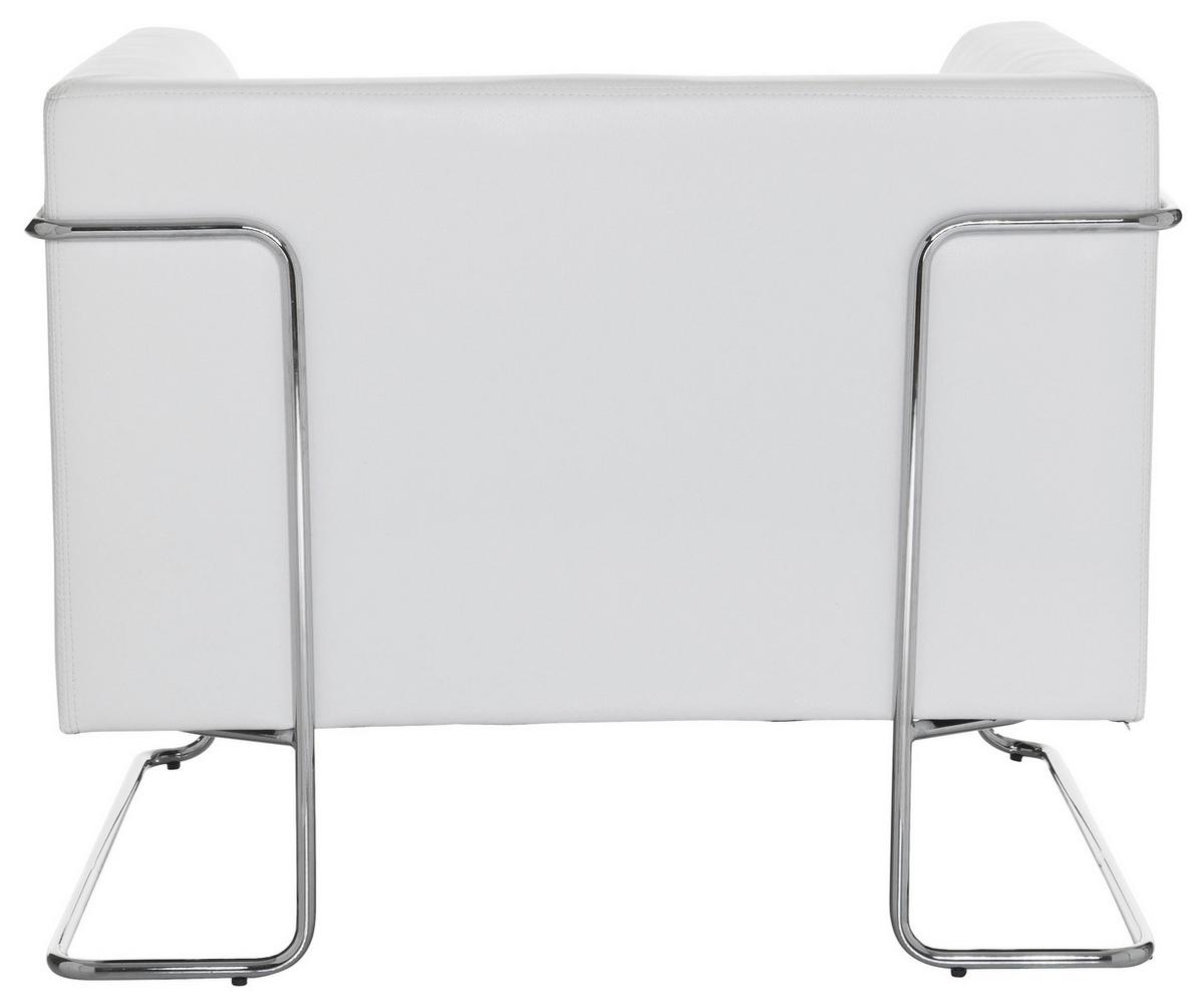 Fotelj Curacao, Bela - barve kroma/bela, Moderno, kovina/tekstil (88/74/74cm) - MID.YOU