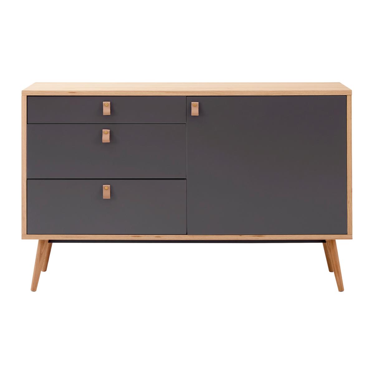 Sideboard Lena Grau/Natur Echtholz - Hellbraun/Naturfarben, MODERN, Holz/Holzwerkstoff (120/75/40cm) - Bessagi Home