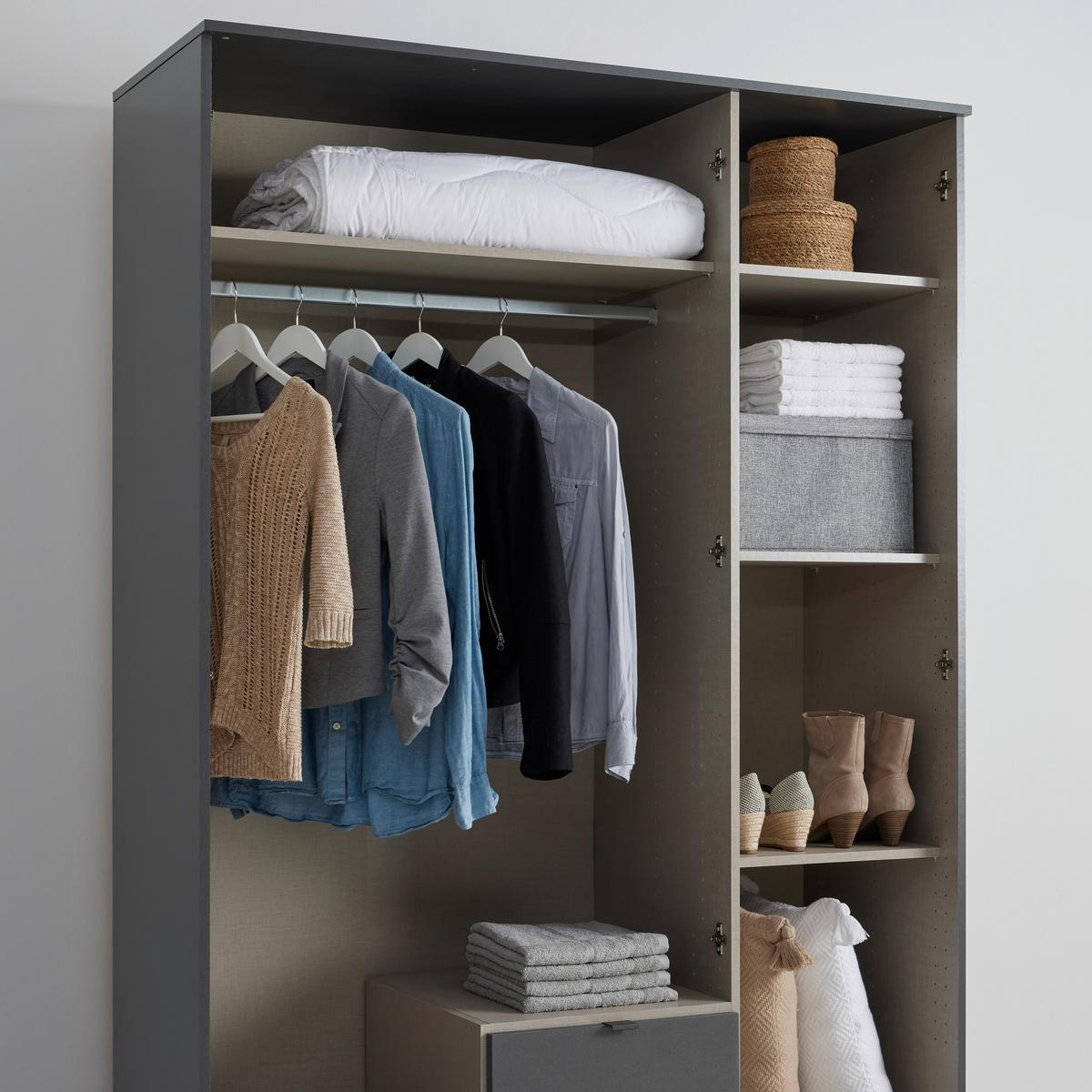 Drehtürenschrank Avila Grau - Grau, Konventionell, Glas/Holzwerkstoff (136/194/53cm) - Mömax