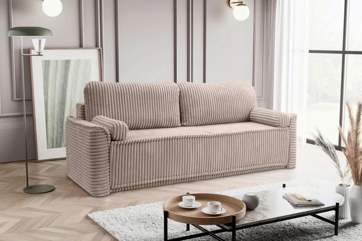 Schlafsofa Grubs Graubeige - Greige/Schwarz, Basics, Holz/Kunststoff (225/96/93cm) - MID.YOU