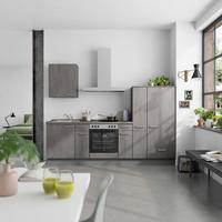 Küchenblock Riva Low m. Geräten Schieferfarben - Schieferfarben/Edelstahlfarben, MODERN, Holzwerkstoff/Metall (270cm) - Nobilia