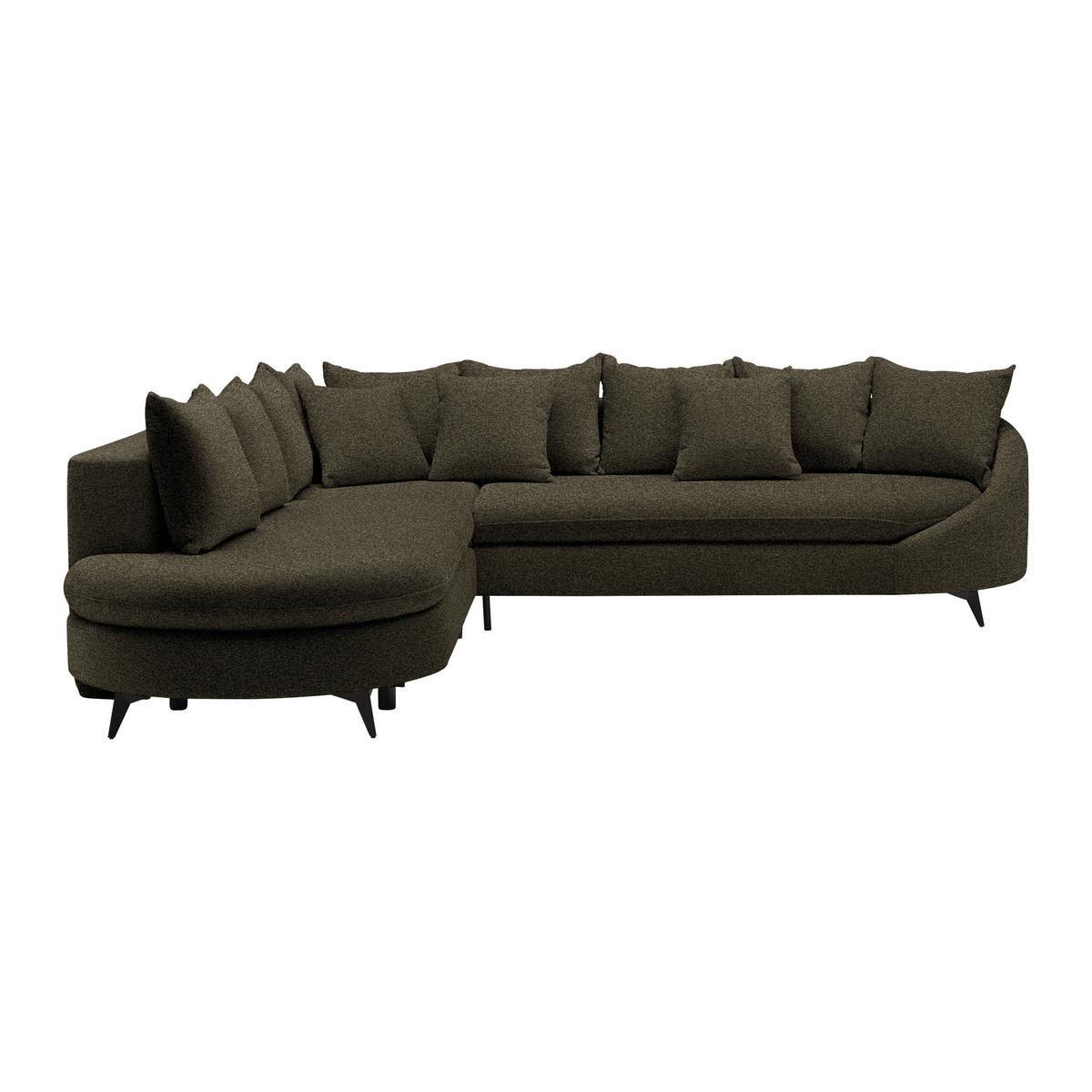 Ecksofa Axel Dunkelgrün - Dunkelgrün/Schwarz, MODERN, Textil/Metall (250/87/291cm) - Mömax