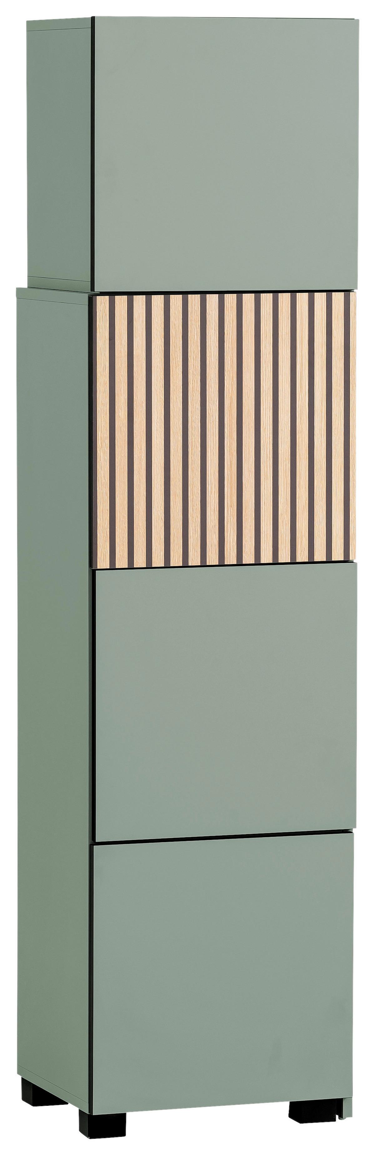 Regal Alexa, Zelena, Barva Hrasta - zelena, Design (40,2-70/165,1/33,1cm) - MID.YOU