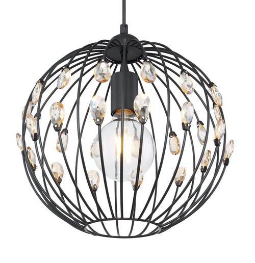 Viseča Svetilka 16029h - črna, Basics, kovina/steklo (30/120cm) - Globo