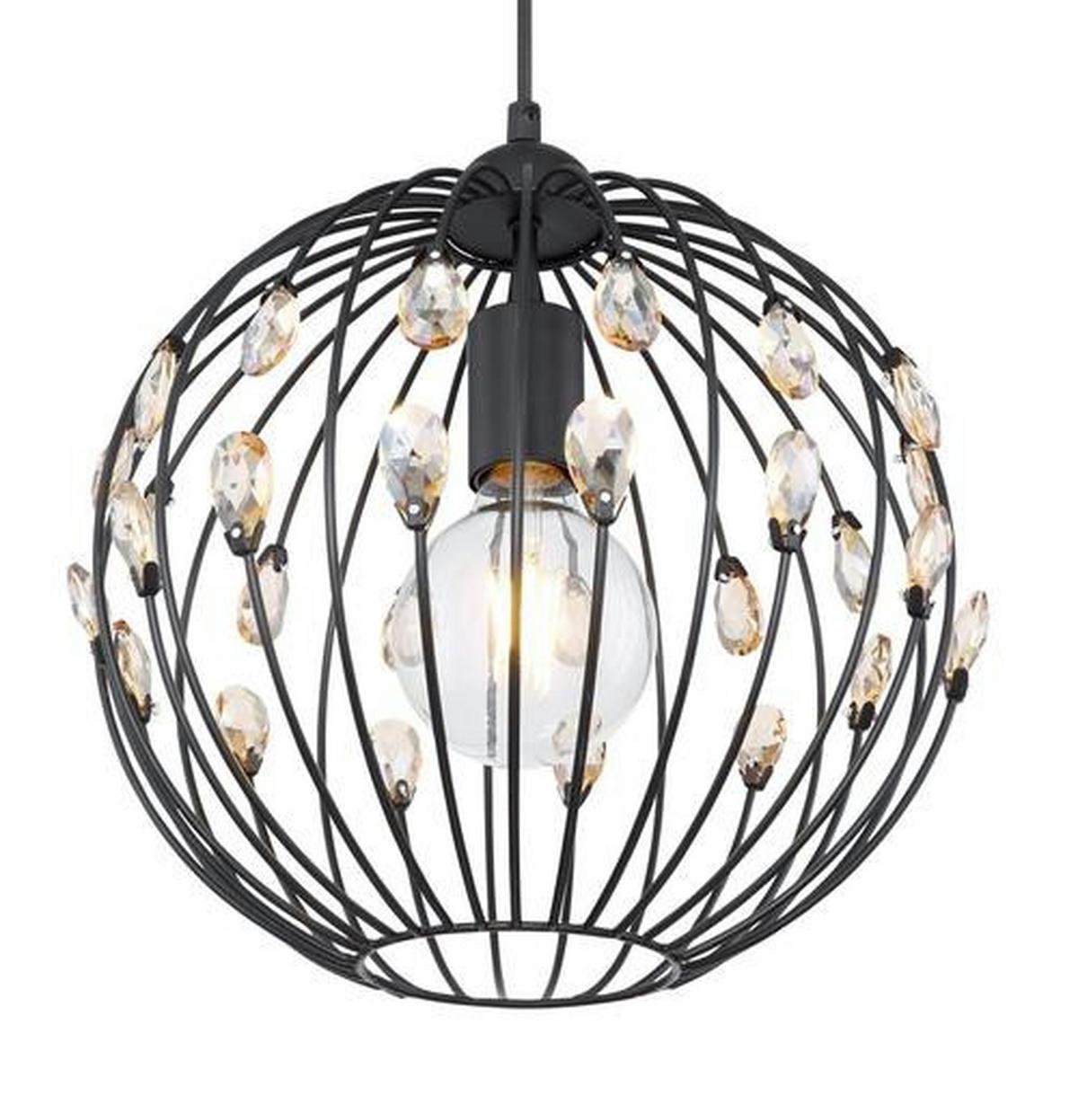 Hängeleuchte 16029H max. 60 Watt - Schwarz, Basics, Glas/Metall (30/120cm) - Globo