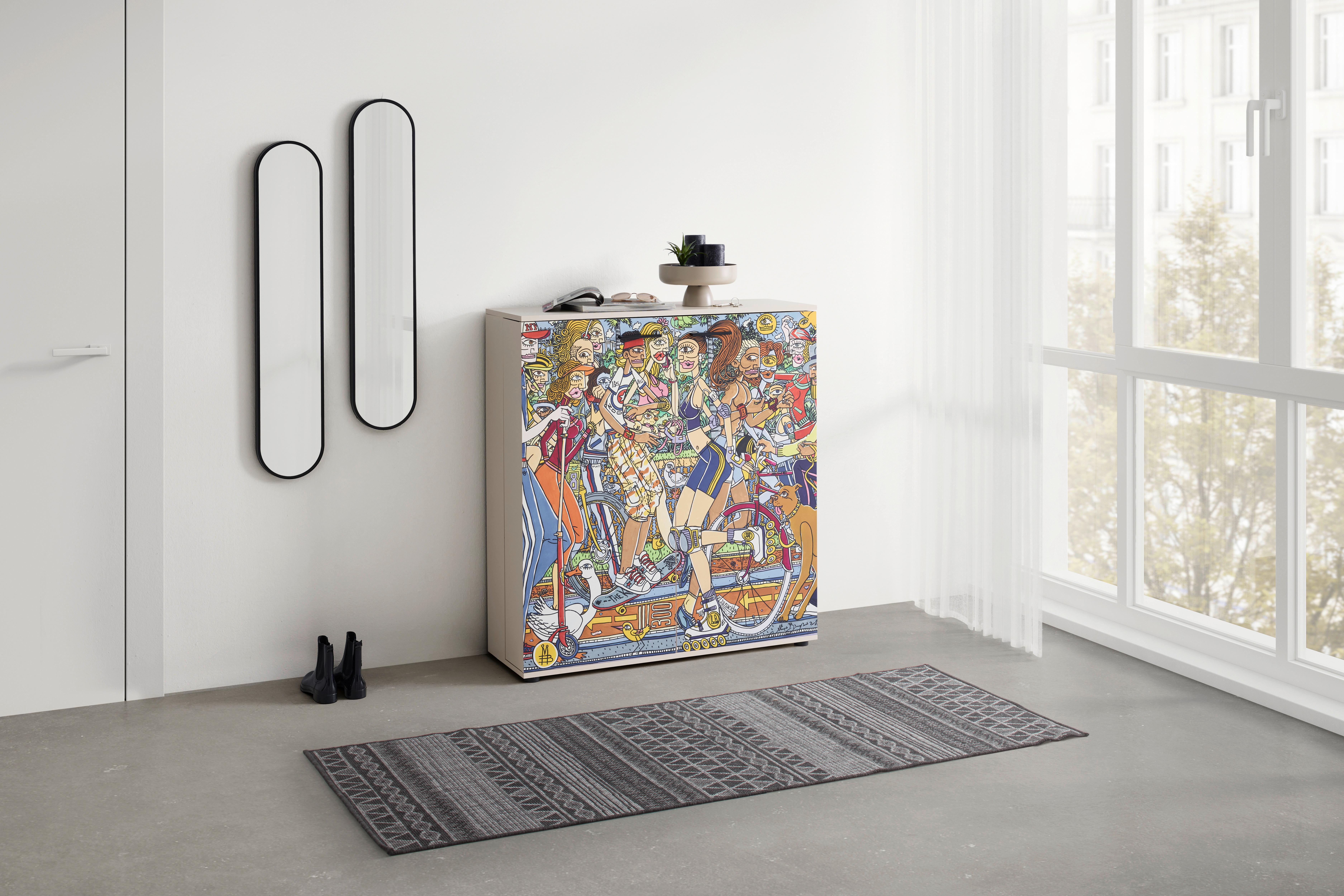 SKOSKÅP MOVE 02A - multicolor/svart, Design, trämaterial/plast (100/110/34cm) - Mömax