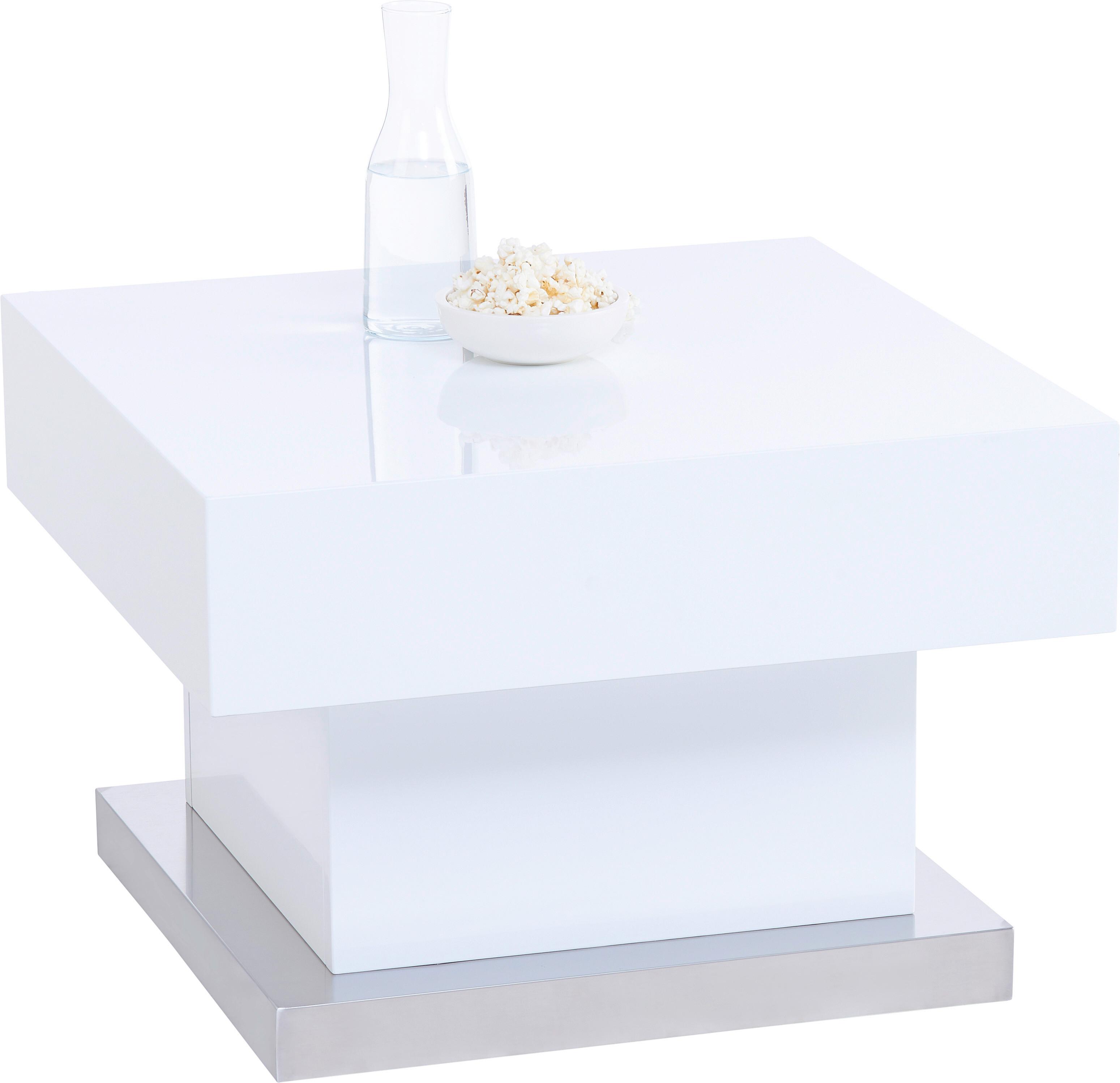 Couchtisch Lina Weiss Hochglanz - Weiss Hochglanz, Modern, Holzwerkstoff/Metall (60/60/40cm) - Mömax