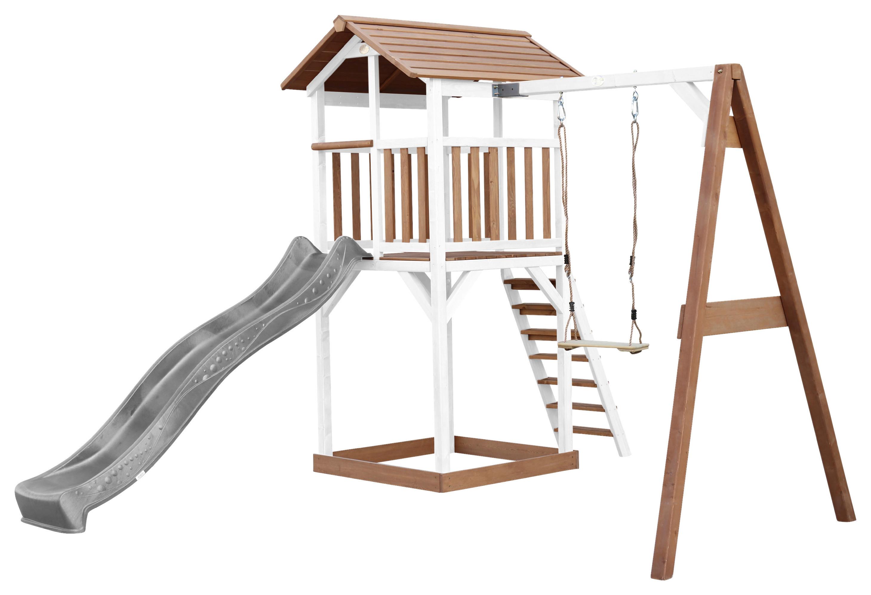 SPIELTURM A025.121.81 - Braun/Weiß, KONVENTIONELL, Holz/Kunststoff (283,6/241,9/349cm) - Ambia Garden