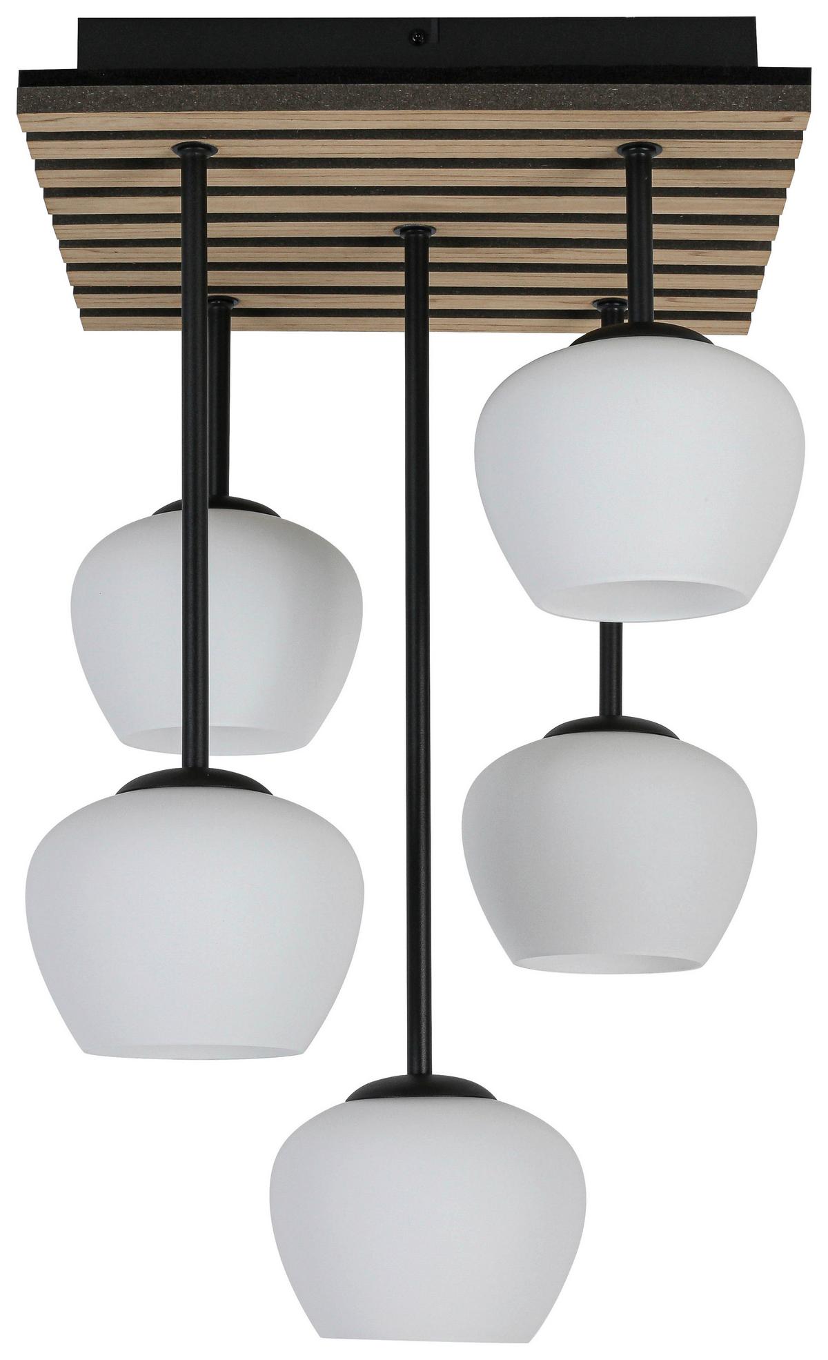 LAMPA WISZĄCA TAIRA - kolor dębowy/czarny, Trend, materiał drewnopochodny/metal (38/39/59cm) - Collett's Monde