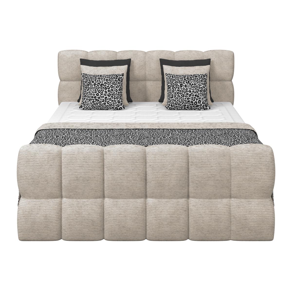 Postelja Boxspring Brisbane, Bež, 160x220 - bež, Trend, kovina/umetna masa (160/220cm) - Premium Living