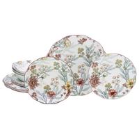 Jedilni Servis Fiore, 12-Delni - bela/bordo, Basics, keramika - Creatable