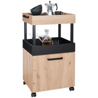 Servirni Voziček Home Bar, Barva Hrasta, Črna - črna/barve hrasta, Moderno, kovina/leseni material (50/88/41cm)