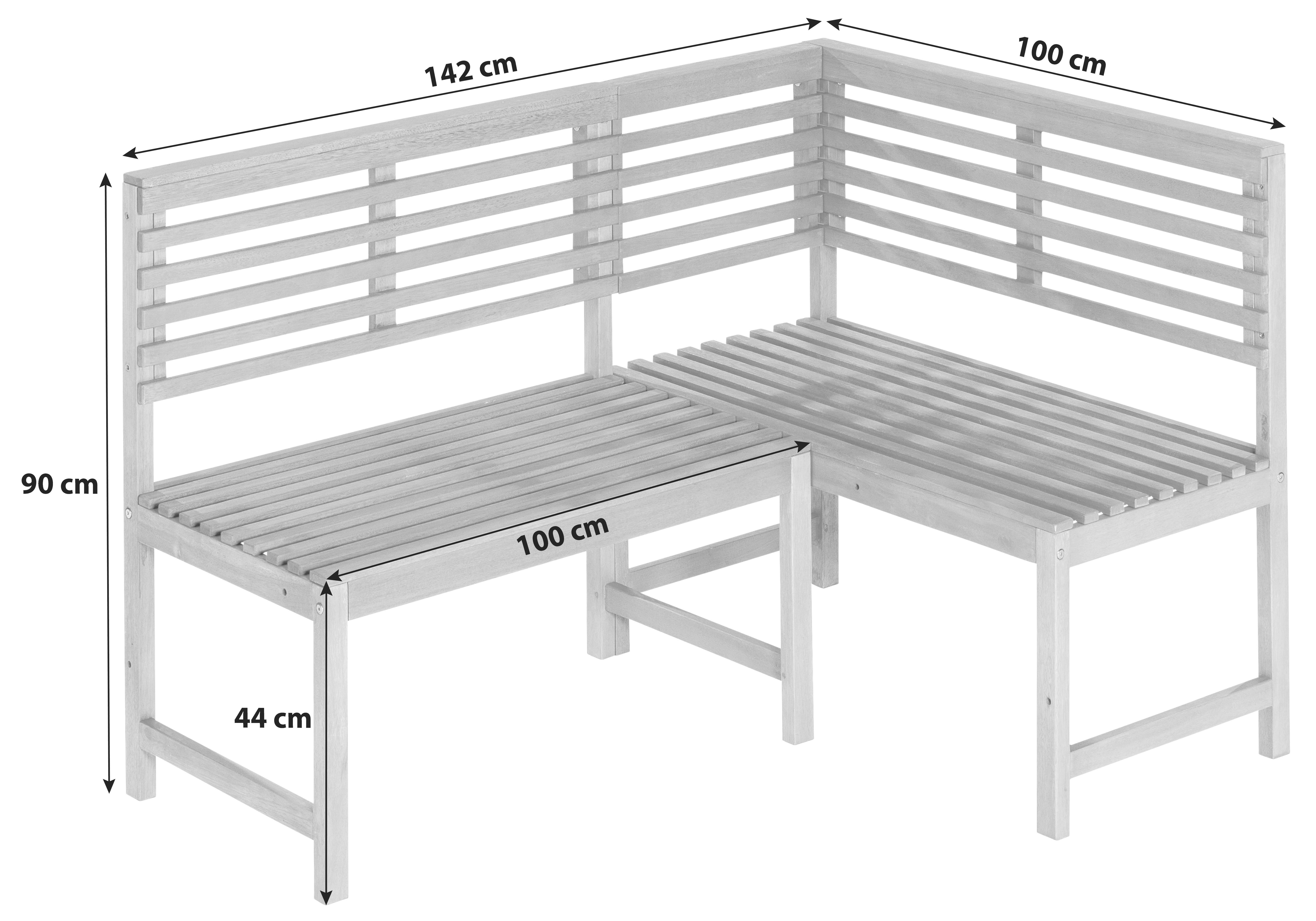 Garteneckbank aus Eukalyptus, natur - Naturfarben, KONVENTIONELL, Holz (142/100cm) - Gardenson