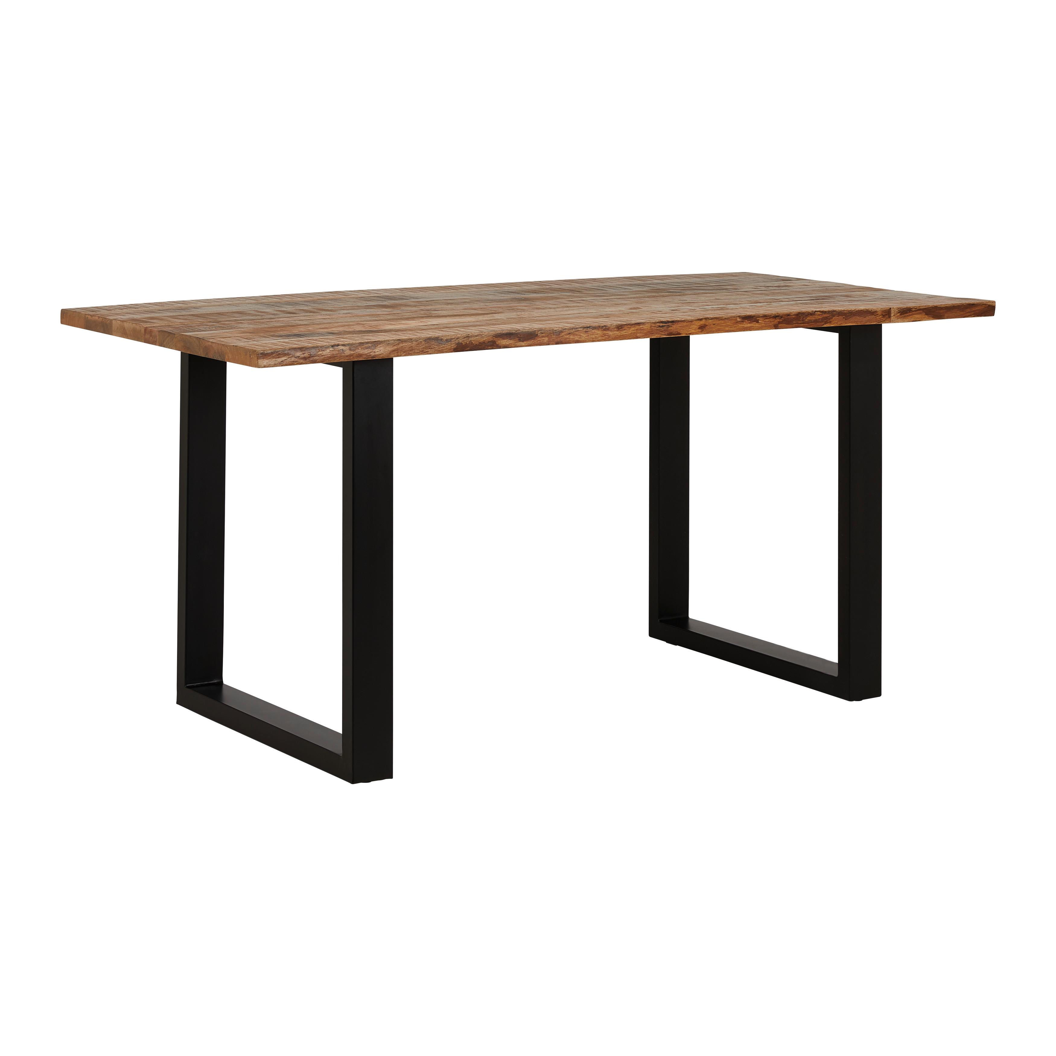 table ca. 160x85 cm, Akazie - noir/couleur d'acacia, Modern, métal/bois (160/85/76cm) - Bessagi Home