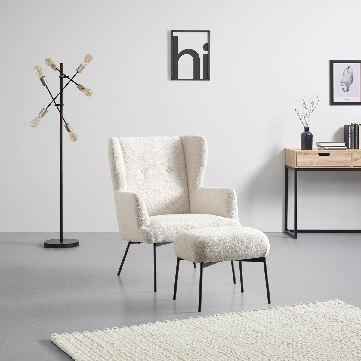 Fotelja Norbi - crna/krem, Natur, drvo/metal (84/95/75cm) - Mömax