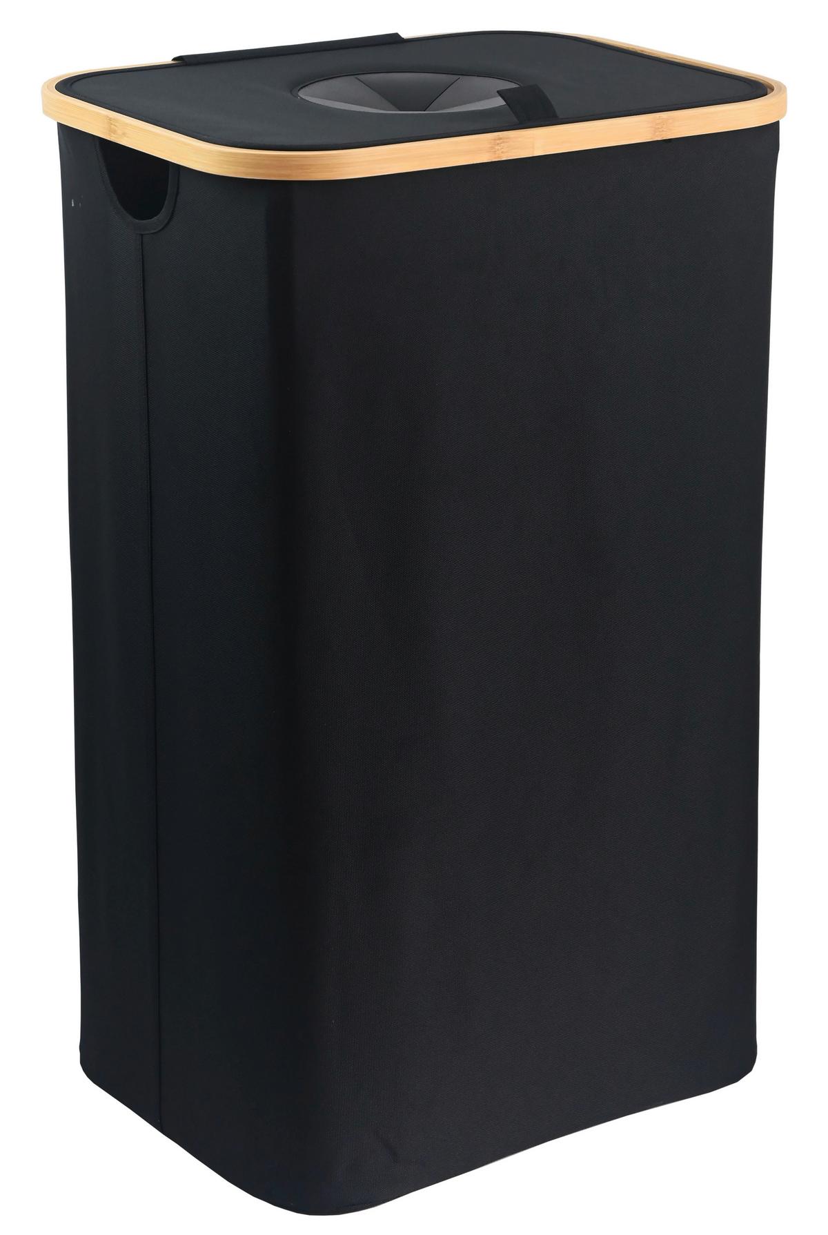 Palackgyűjtő Kosár Pet - fekete, Konventionell, bőr/karton (44/70cm) - Mömax