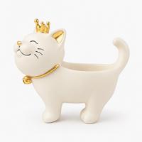 Dísz Macska Purrsugar - aranyszínű/fehér, műanyag (25/13/20,3cm)