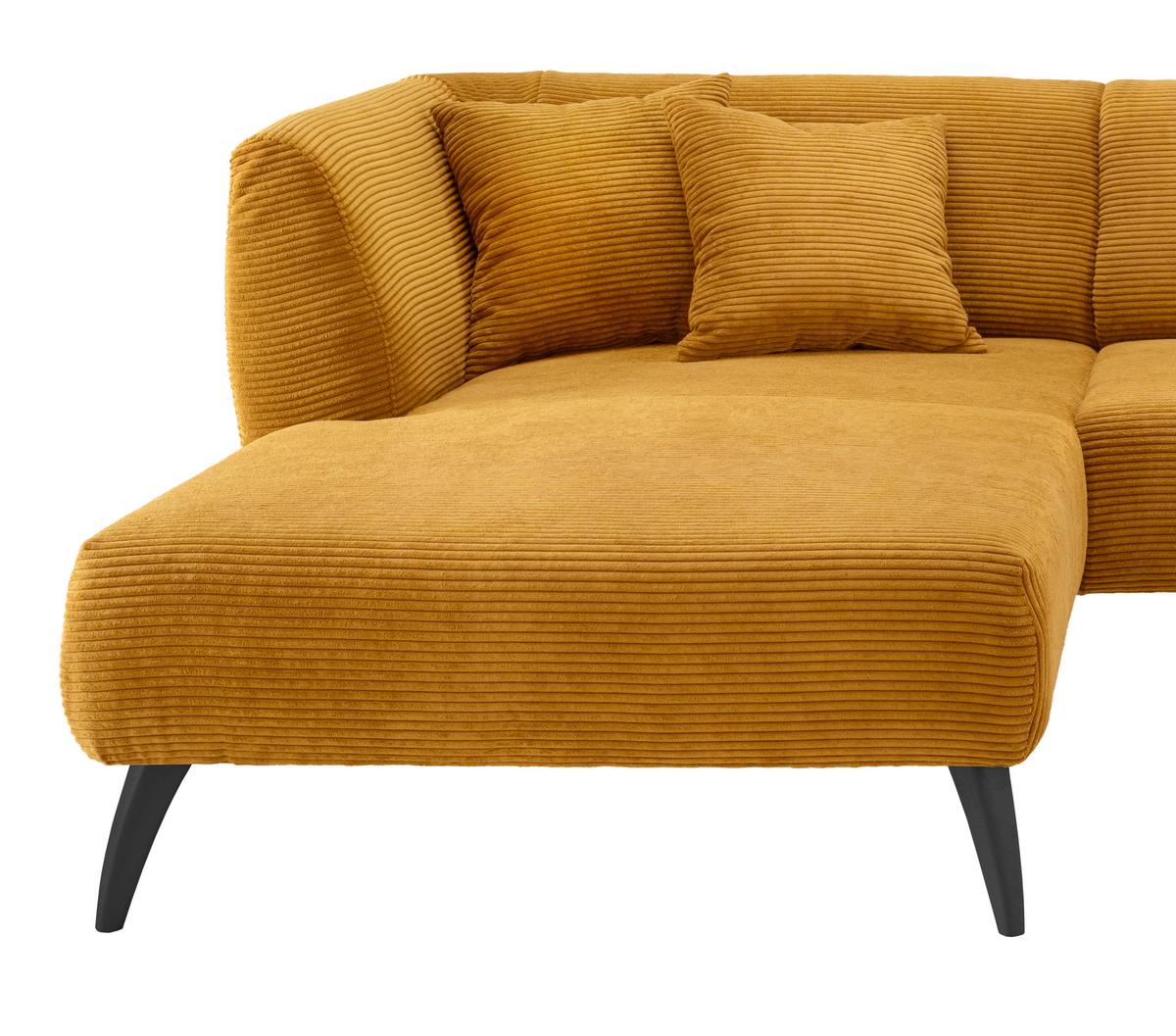Wohnlandschaft Colori Goldfarben Cord - Goldfarben/Schwarz, MODERN, Holz/Textil (160/264cm) - MID.YOU