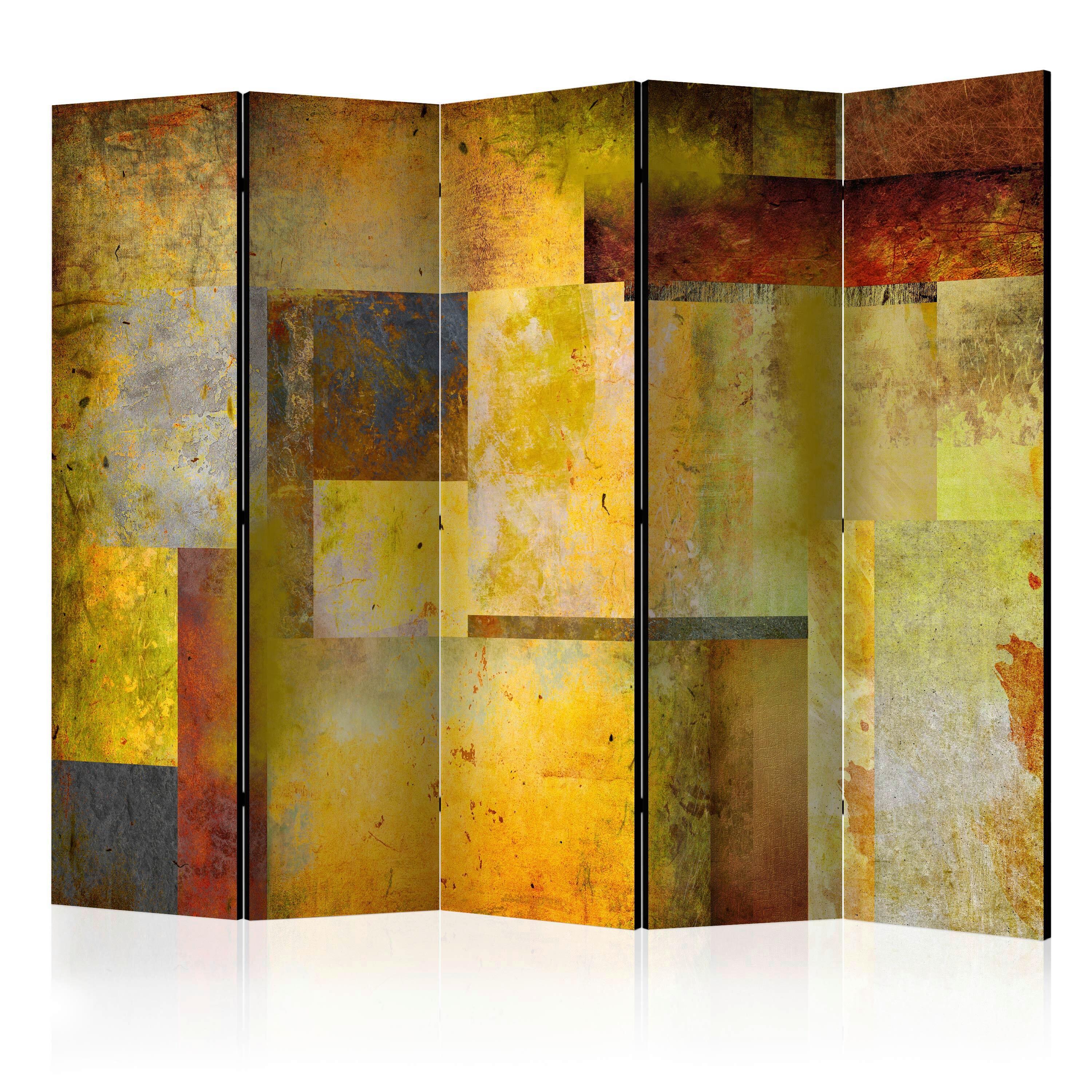 Paravent Orange Hue of Art Multicolor/Dunkelgelb - Multicolor/Dunkelgelb, Basics, Holz/Kunststoff (225/172/3cm) - artgeist