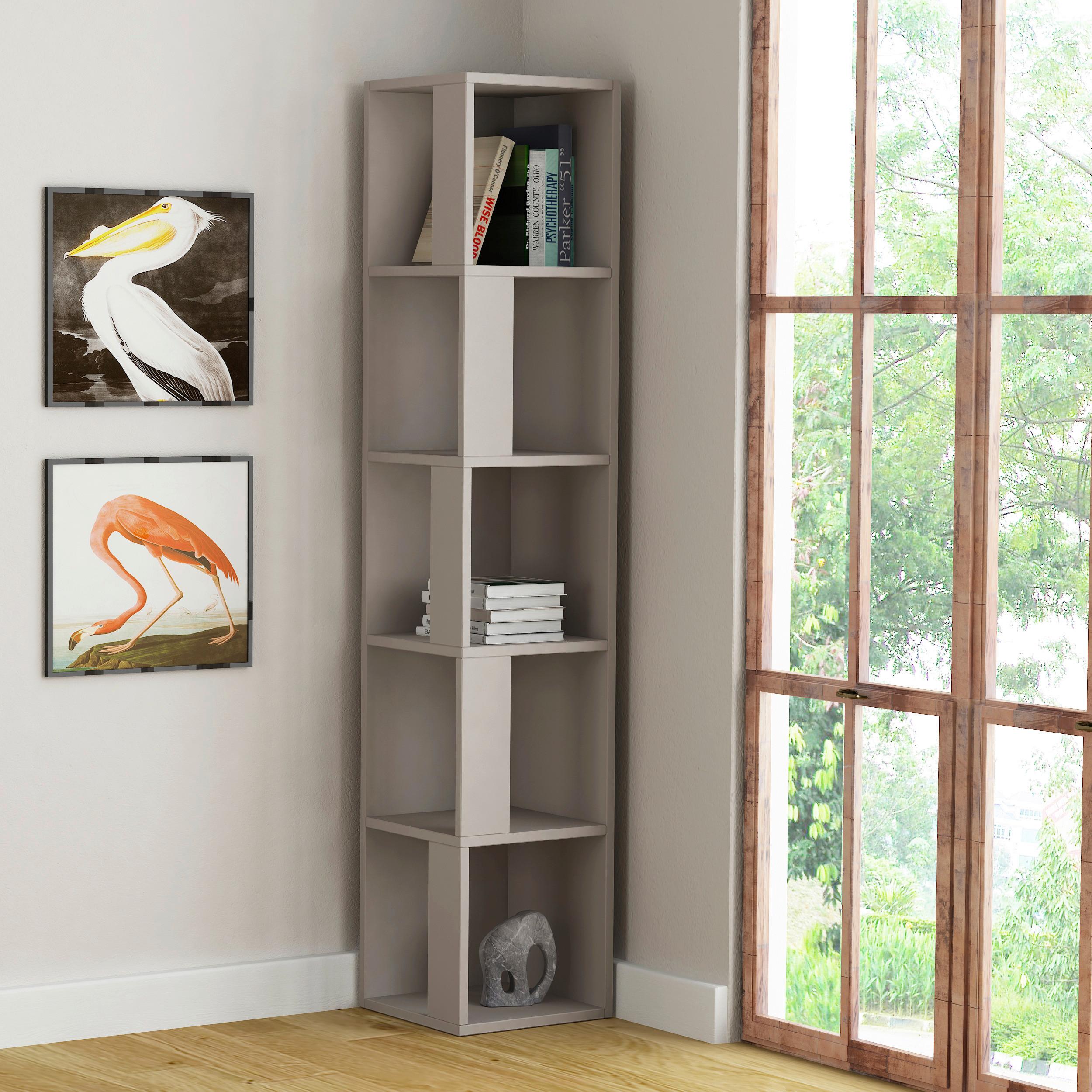 Eckregal PIANO Beige ca. 32x159x32 cm - Beige, Design, Holzwerkstoff (32/159/32cm) - Livetastic
