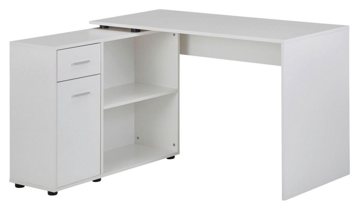 Eckschreibtisch Wohnling Weiß ca. 106,5x120x75,5cm - Silberfarben/Weiß, MODERN (106,5/120/75,5cm) - MID.YOU