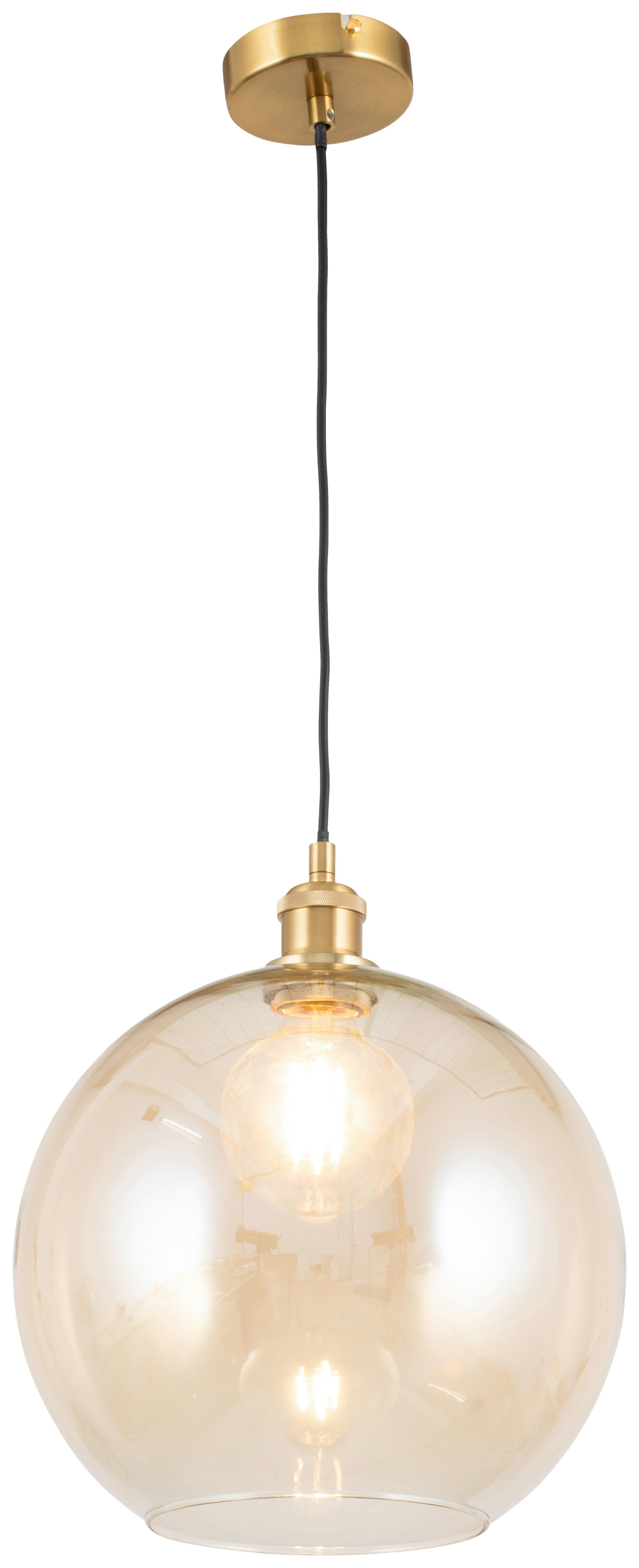 LAMPA WISZĄCA PAOLA - kolor bursztynowy, Trend, metal/szkło (30/137,5cm) - Novel