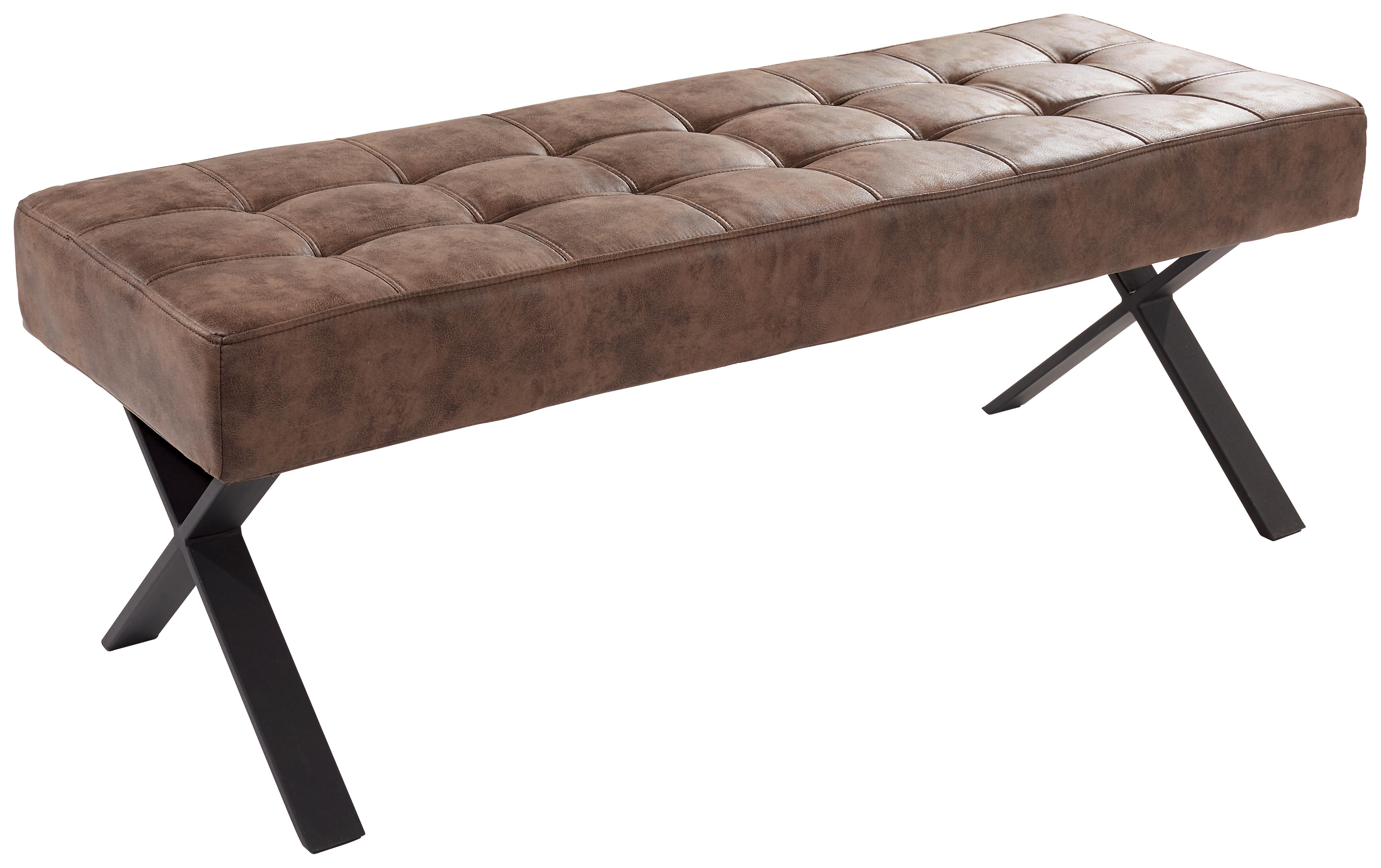 Sitzbank Donna Lederlook - Anthrazit/Braun, MODERN, Textil/Metall (140/48/45cm)