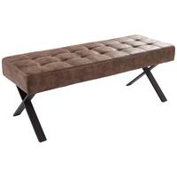 Sitzbank Donna Lederlook - Anthrazit/Braun, MODERN, Textil/Metall (140/48/45cm)