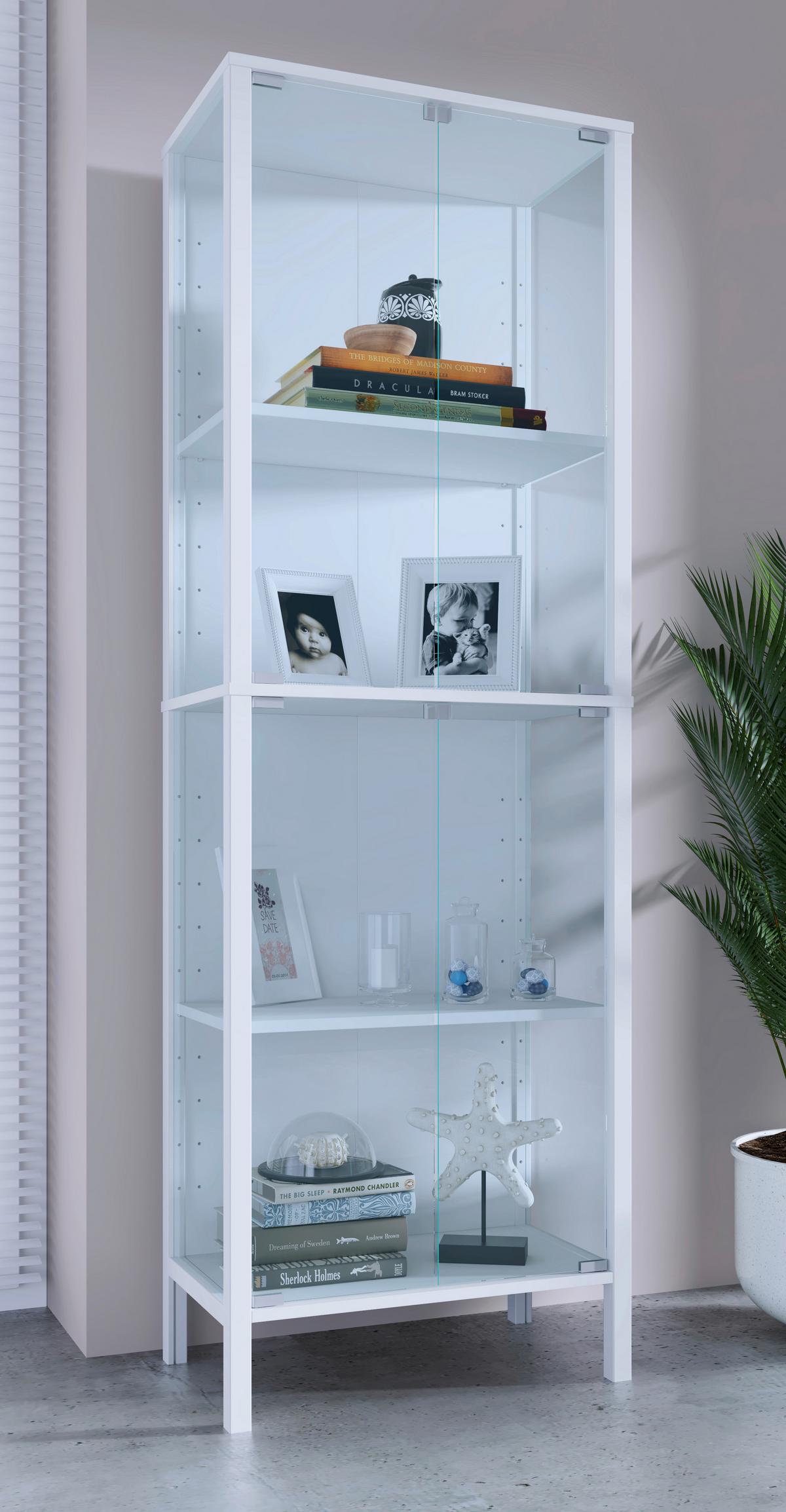 Vitrine Jensol Weiß/Klar - Klar/Weiß, Design, Glas/Holzwerkstoff (60/178/35cm) - Livetastic