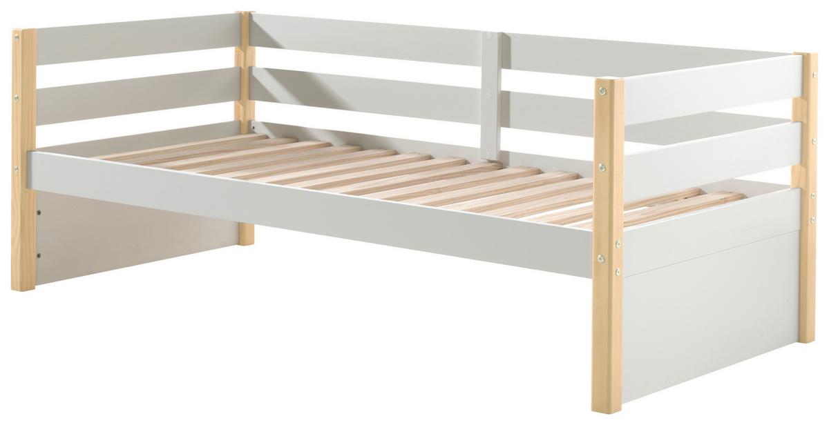 Bett Holz Margrit ca. 90x200 cm Weiß - Weiß/Kieferfarben, MODERN, Holz/Holzwerkstoff (90/200cm) - MID.YOU