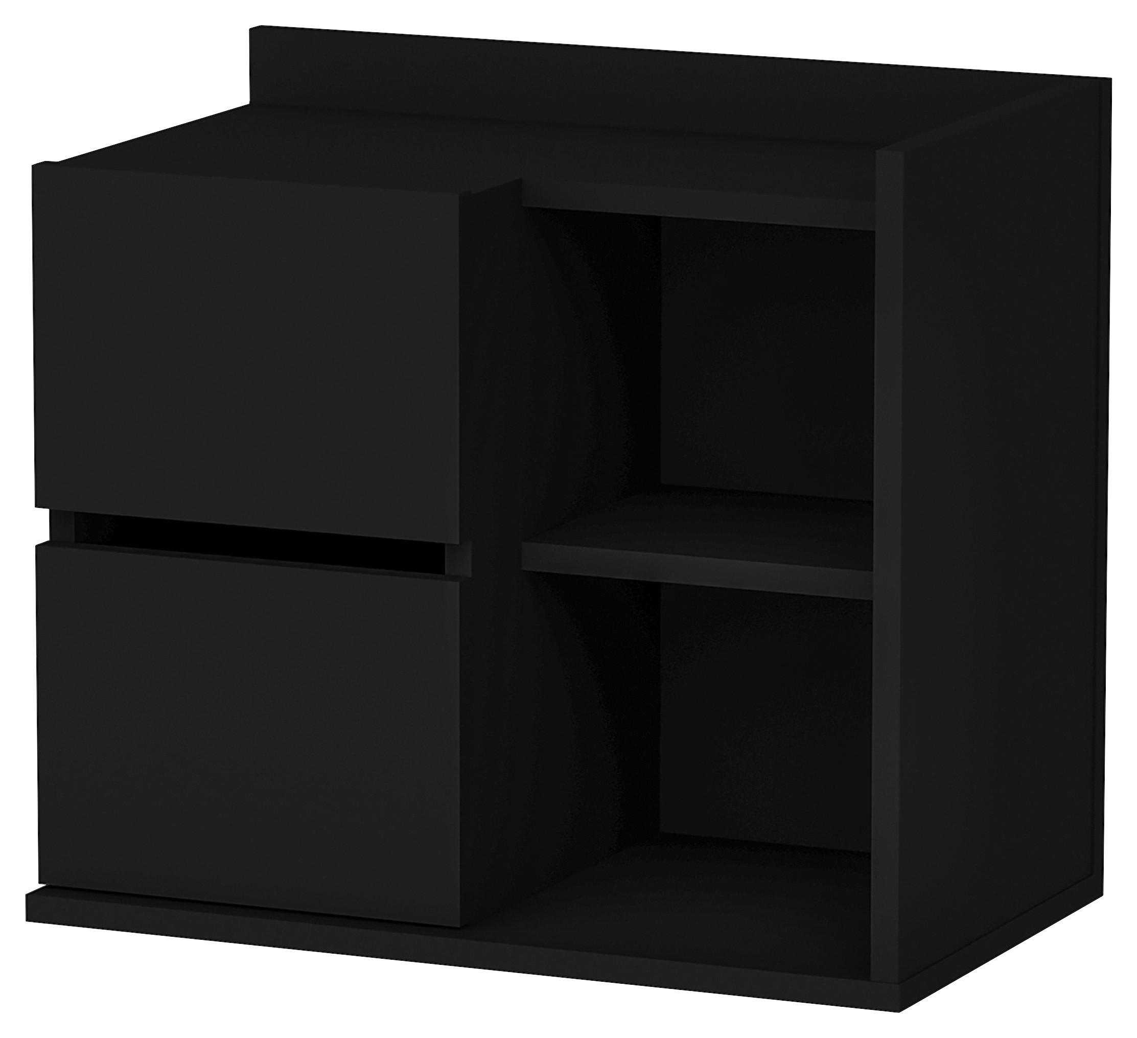 Nachttisch Juno ca. 60x53,2x35 cm Schwarz - Schwarz, Design, Holzwerkstoff (60/53,2/35cm) - MID.YOU
