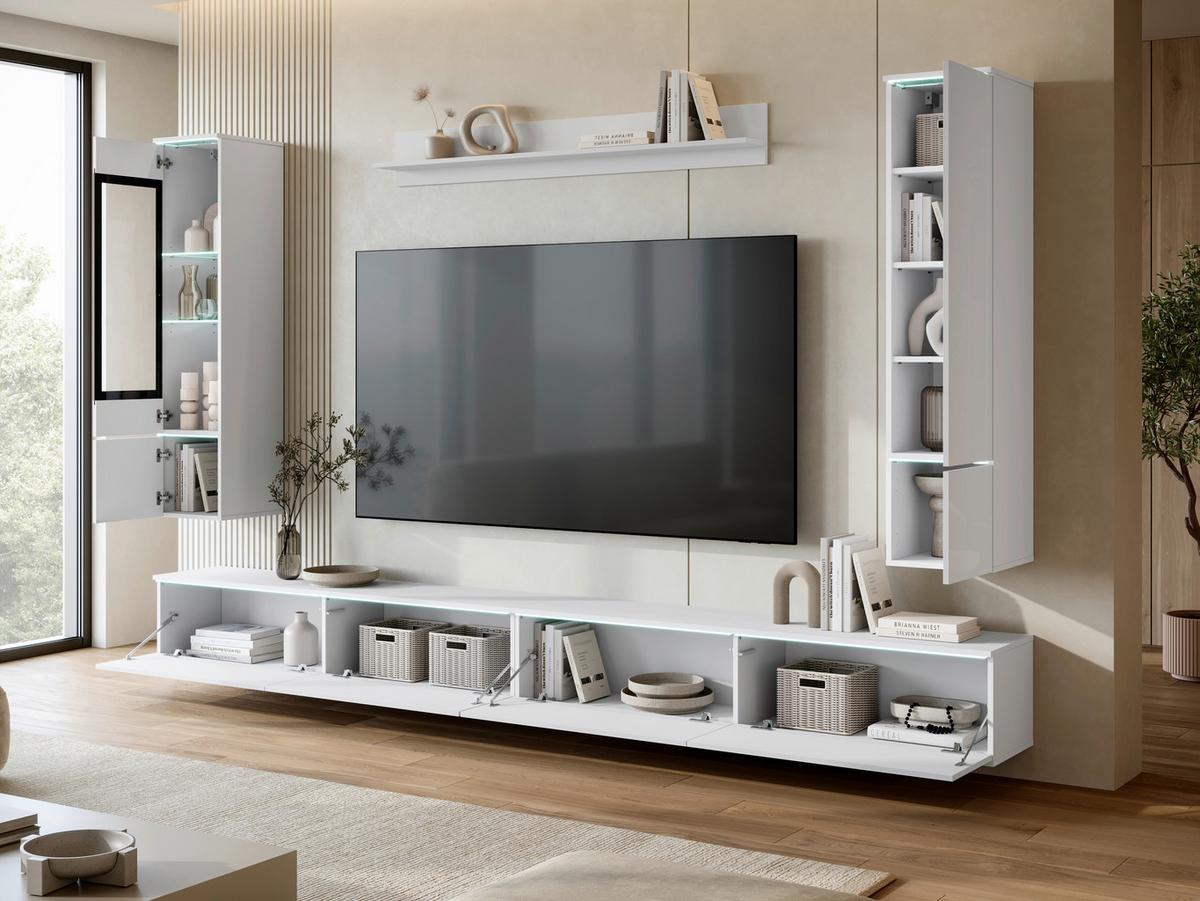 Dnevni Regal Veral Xxl, Bela, 5-Delni - siva/bela, Basics, umetna masa/steklo (300/162/33cm) - P & B