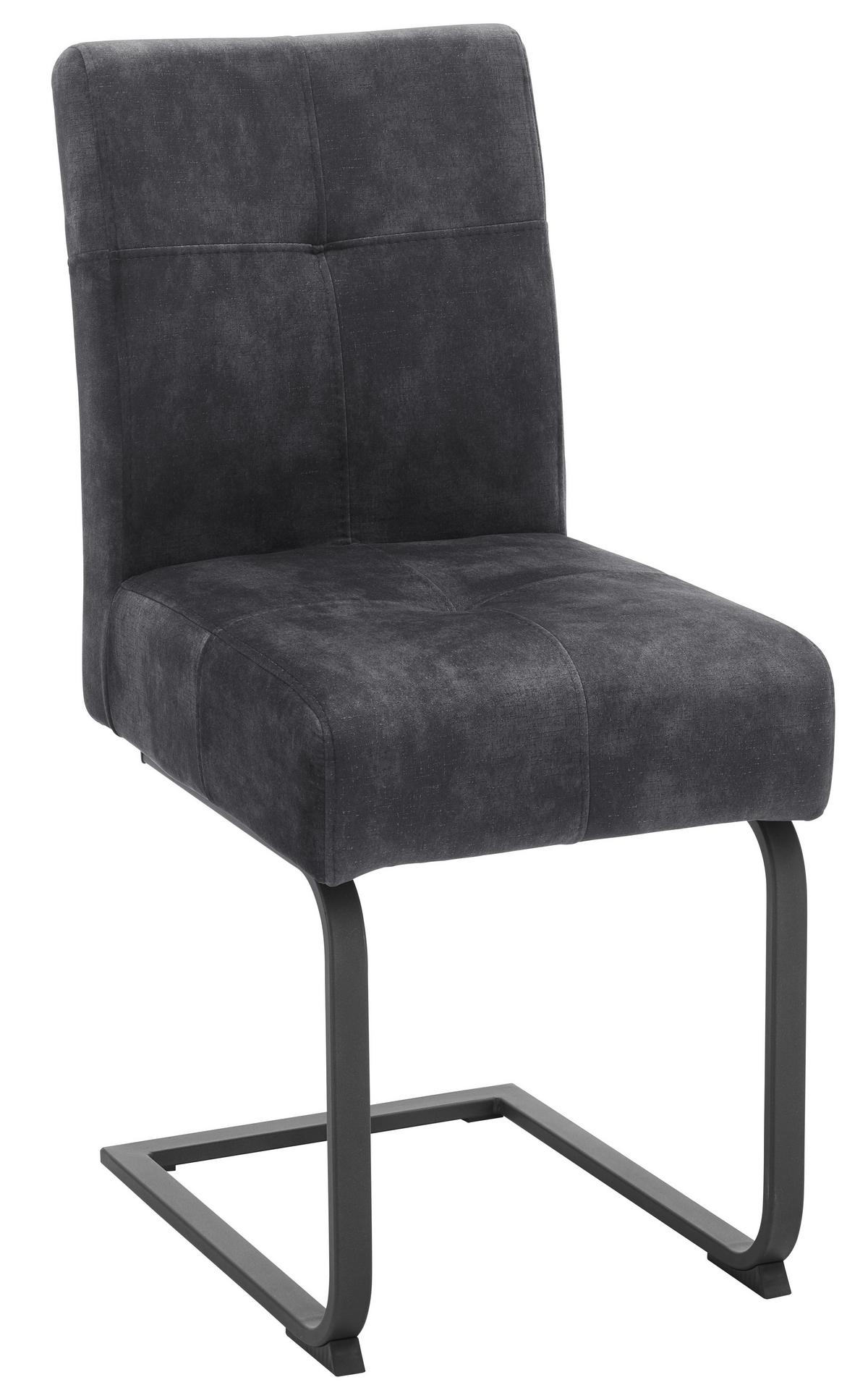 Schwingstuhl aus Samt in Anthrazit - Anthrazit, MODERN, Textil/Metall (64/90,5/42,5cm) - Based