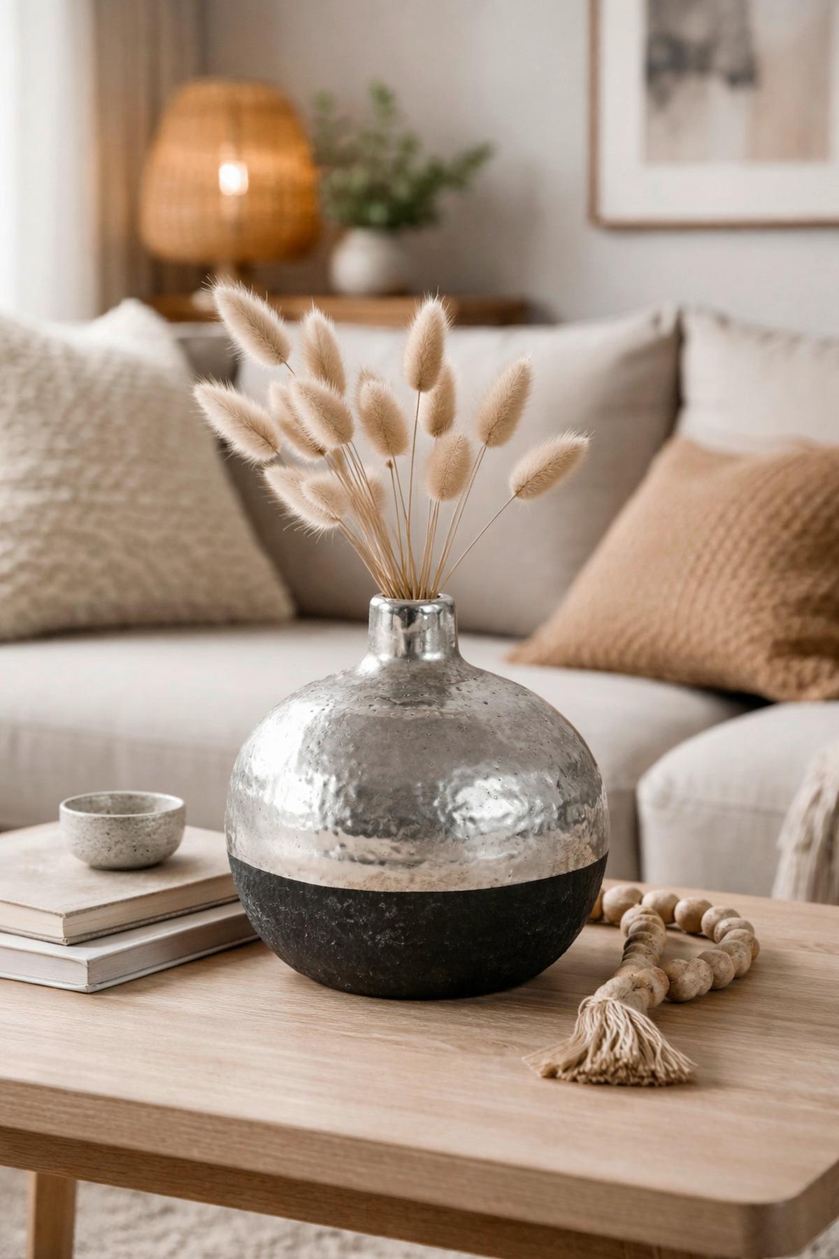 Vaza Teri M - srebrne barve/črna, Design, keramika (15/15/17cm) - Mömax