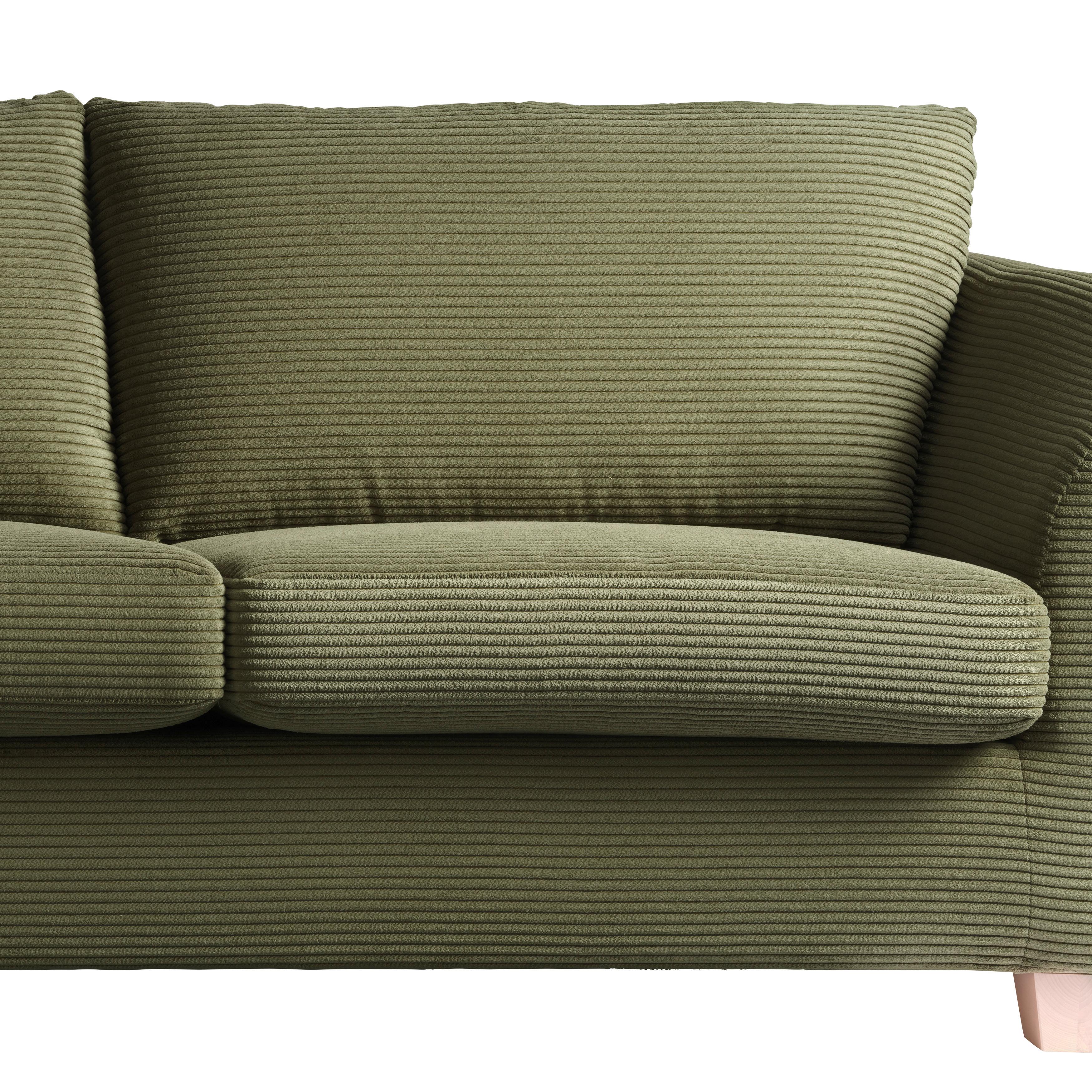 3-Sitzer-Sofa Devado Grün - Naturfarben/Grün, Holz/Textil (216/70-85/95cm) - Mömax