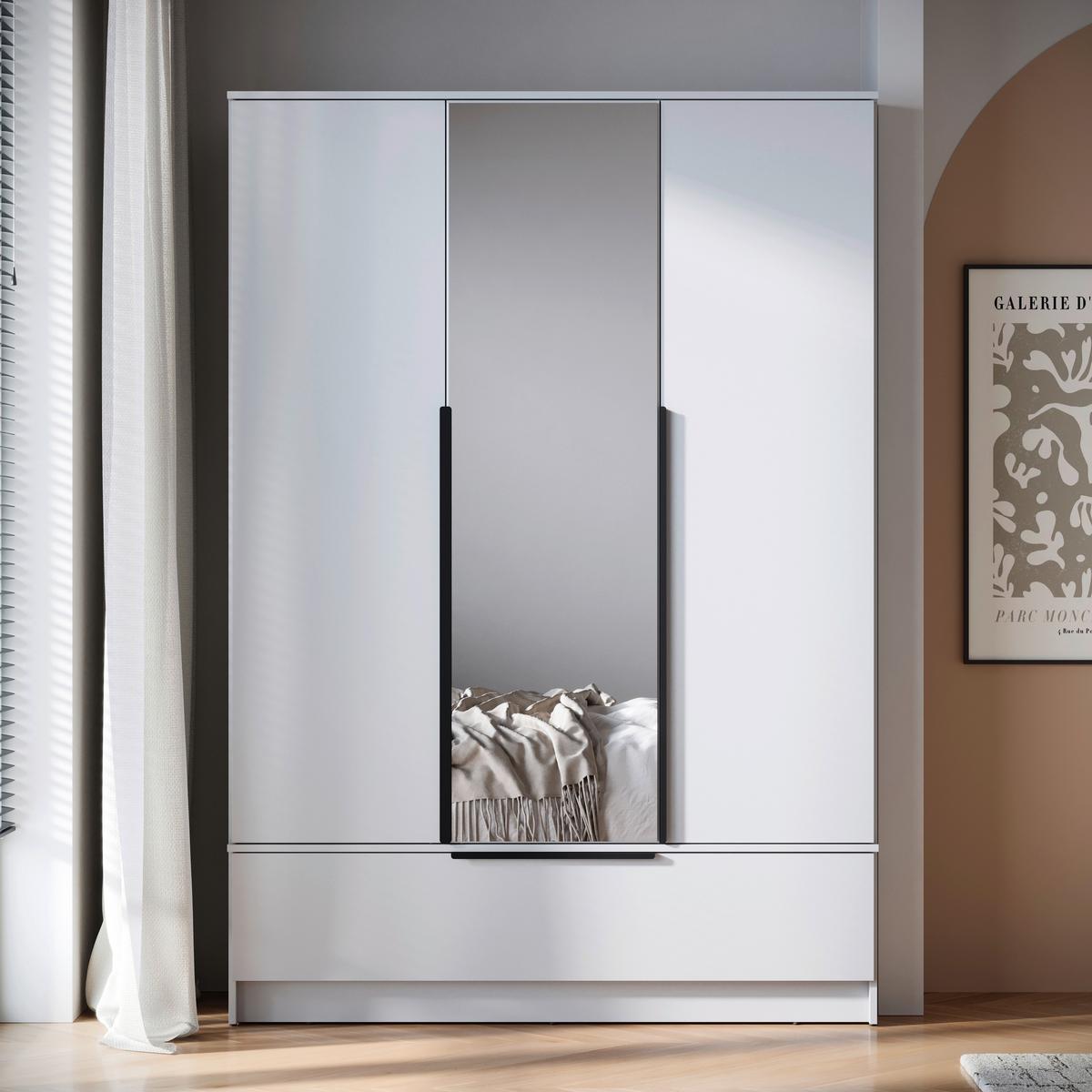 Omara Za Oblačila Spirit, Bela - črna/bela, Konvencionalno, kovina/leseni material (134,5/192,9/51cm) - P & B