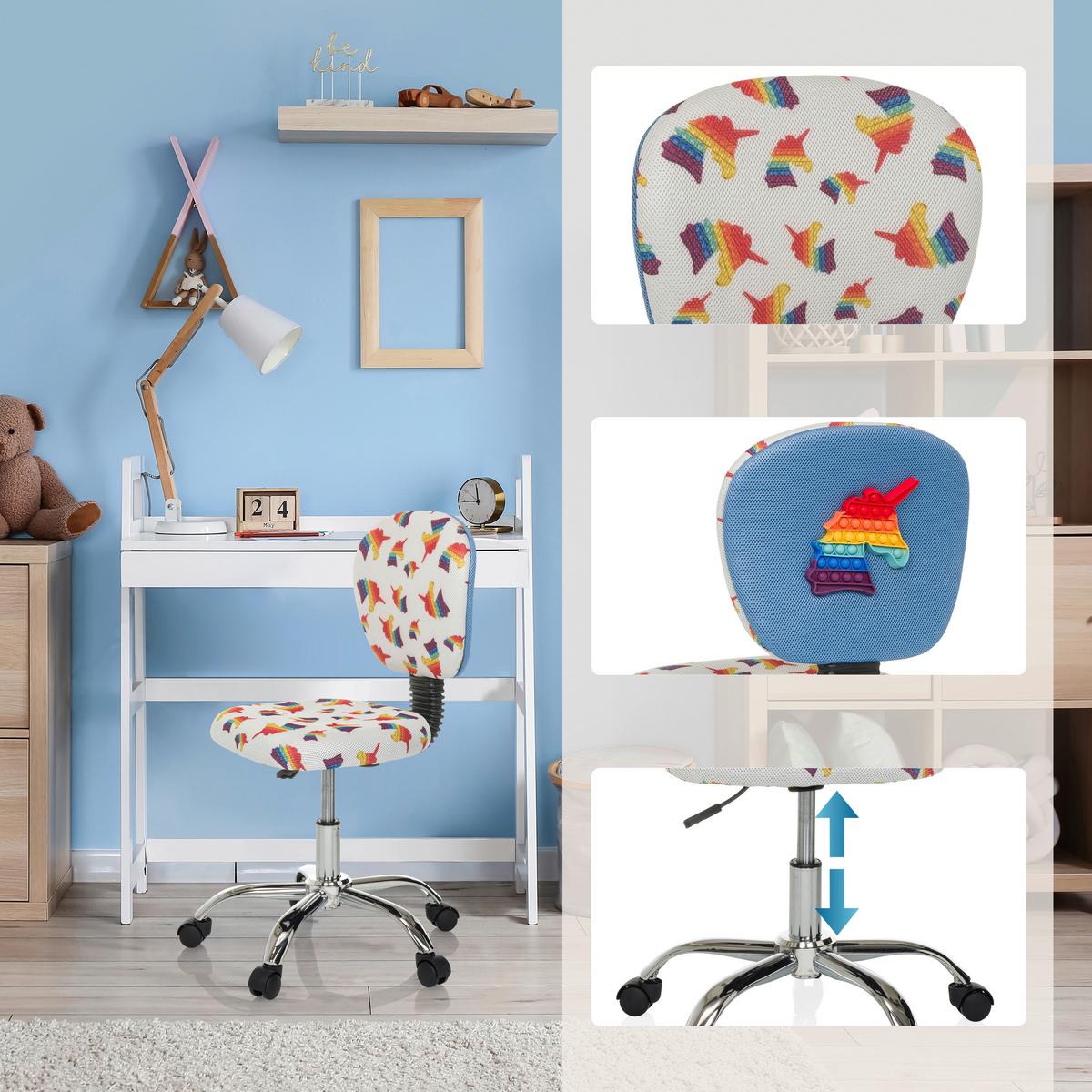 Otroški Vrtljivi Stol Kid Bubble, Motiv Samoroga - večbarvno/barve aluminija, Moderno, kovina/umetna masa (50/79-89/50cm) - MID.YOU