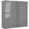 Schwebetürenschrank Grau Hochglanz - Alufarben/Grau, KONVENTIONELL, Holzwerkstoff/Metall (225/222,5/67cm) - PREMIUM LIVING