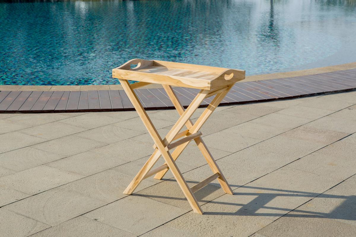 Gartenbeistelltisch Naturfarben Teakholz - Naturfarben, Natur, Holz (60/40/65cm) - Gardenson