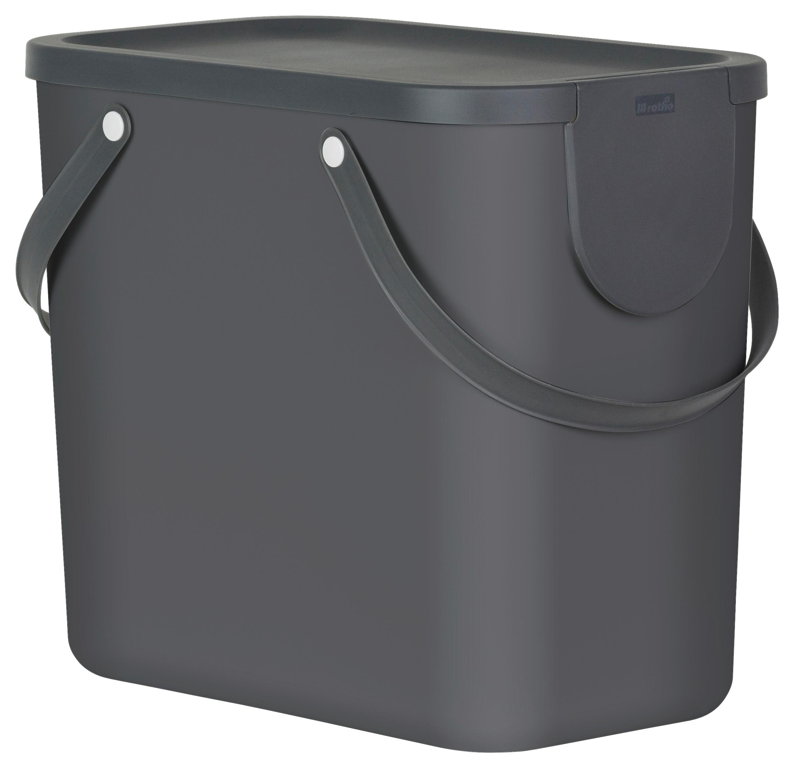 SORTOWNIK ODPADÓW 1024908853 - antracytowy, Basics, tworzywo sztuczne (23,5/34/40cm) - Rotho