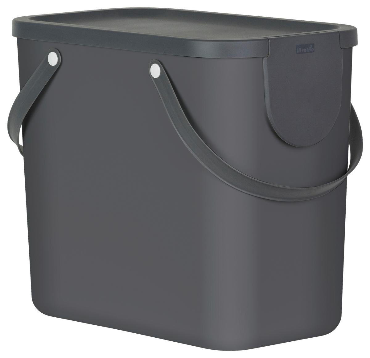 SORTOWNIK ODPADÓW 1024908853 - antracytowy, Basics, tworzywo sztuczne (23,5/34/40cm) - Rotho