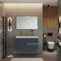 Bază pentru lavoar Eva - stejar sălbatic/albastru, Modern, material pe bază de lemn (100/51/46cm)