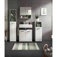 Badezimmer-Set COPA 4-teilig, Grau/Weiß Hochglanz - Chromfarben/Weiß Hochglanz, MODERN, Holzwerkstoff/Kunststoff (120cm) - MID.YOU