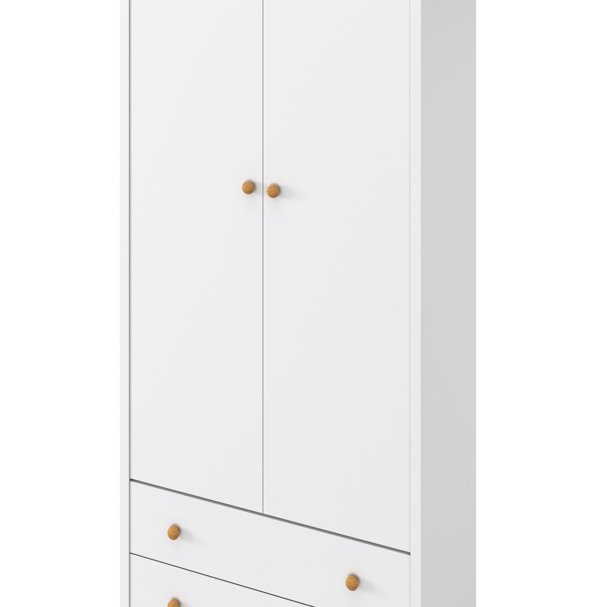 Drehtürenschrank Ludo Weiß ca. 60x180x40 cm - Weiß/Naturfarben, MODERN, Holz/Metall (60/180/40cm) - Bessagi Home