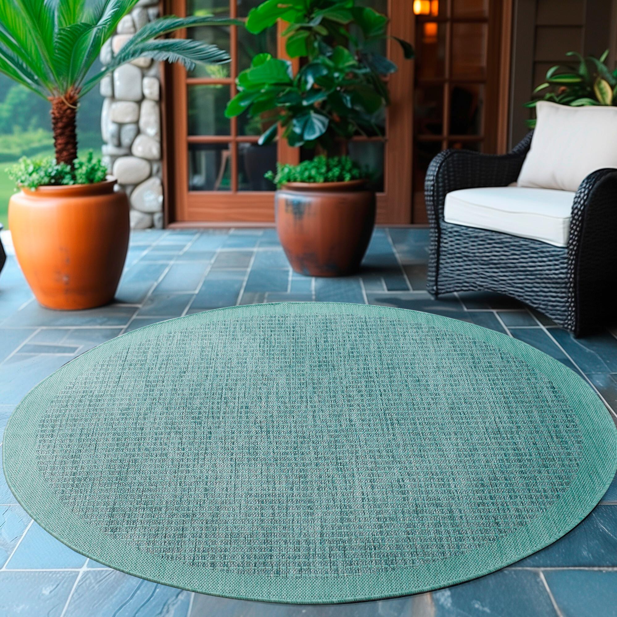 Outdoorteppich Giza Blau Ø ca. 160cm - Blau, Basics, Textil (160cm) - Novel