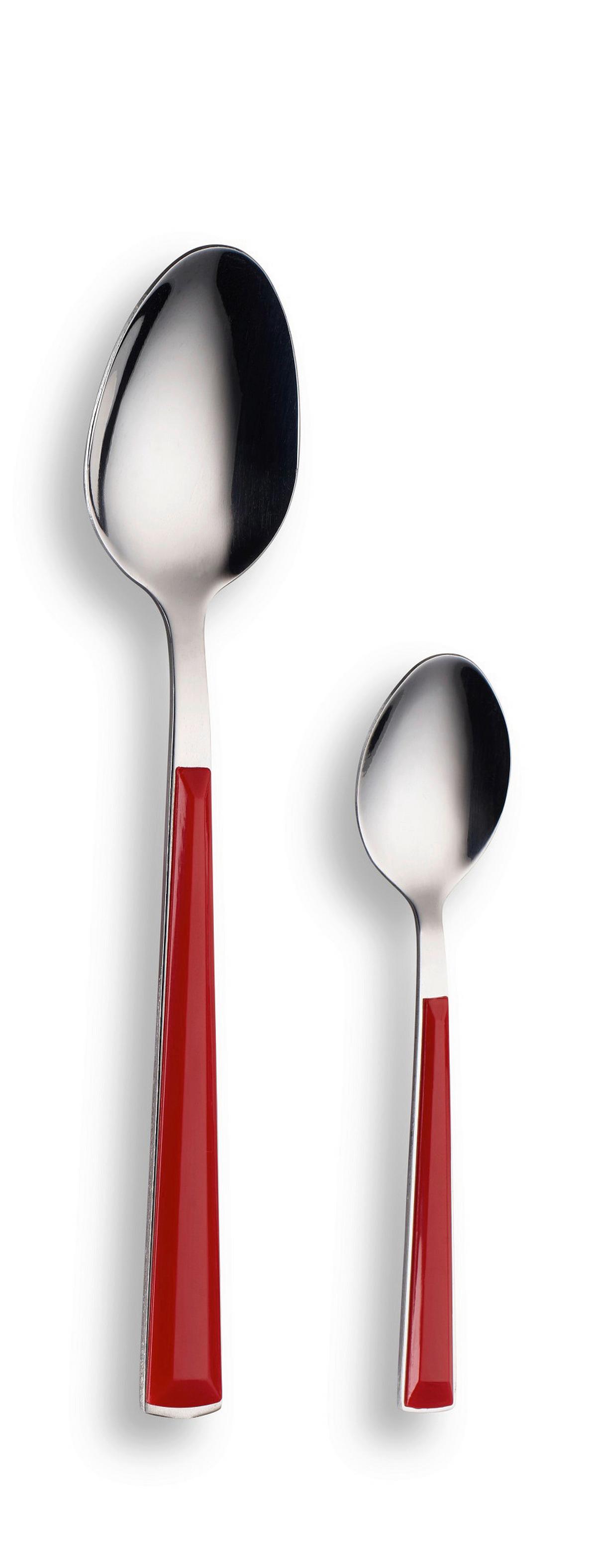 Besteckset Basic Rot/Silber 24-teilig - Rot/Silberfarben, Basics, Metall - Echtwerk