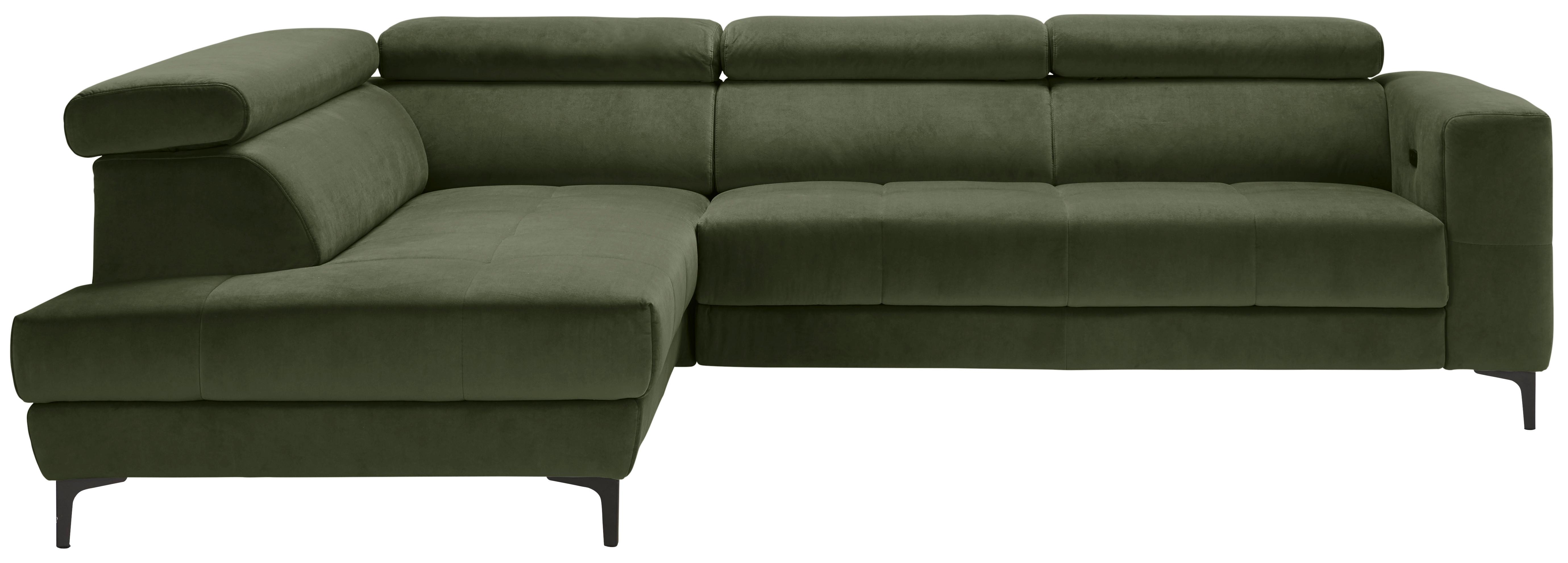 Ecksofa Emma links Olivgrün - Schwarz/Olivgrün, MODERN, Textil (210/47/301cm) - Premium Living
