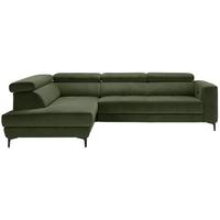 Ecksofa Emma links Olivgrün - Schwarz/Olivgrün, MODERN, Textil (210/47/301cm) - Premium Living